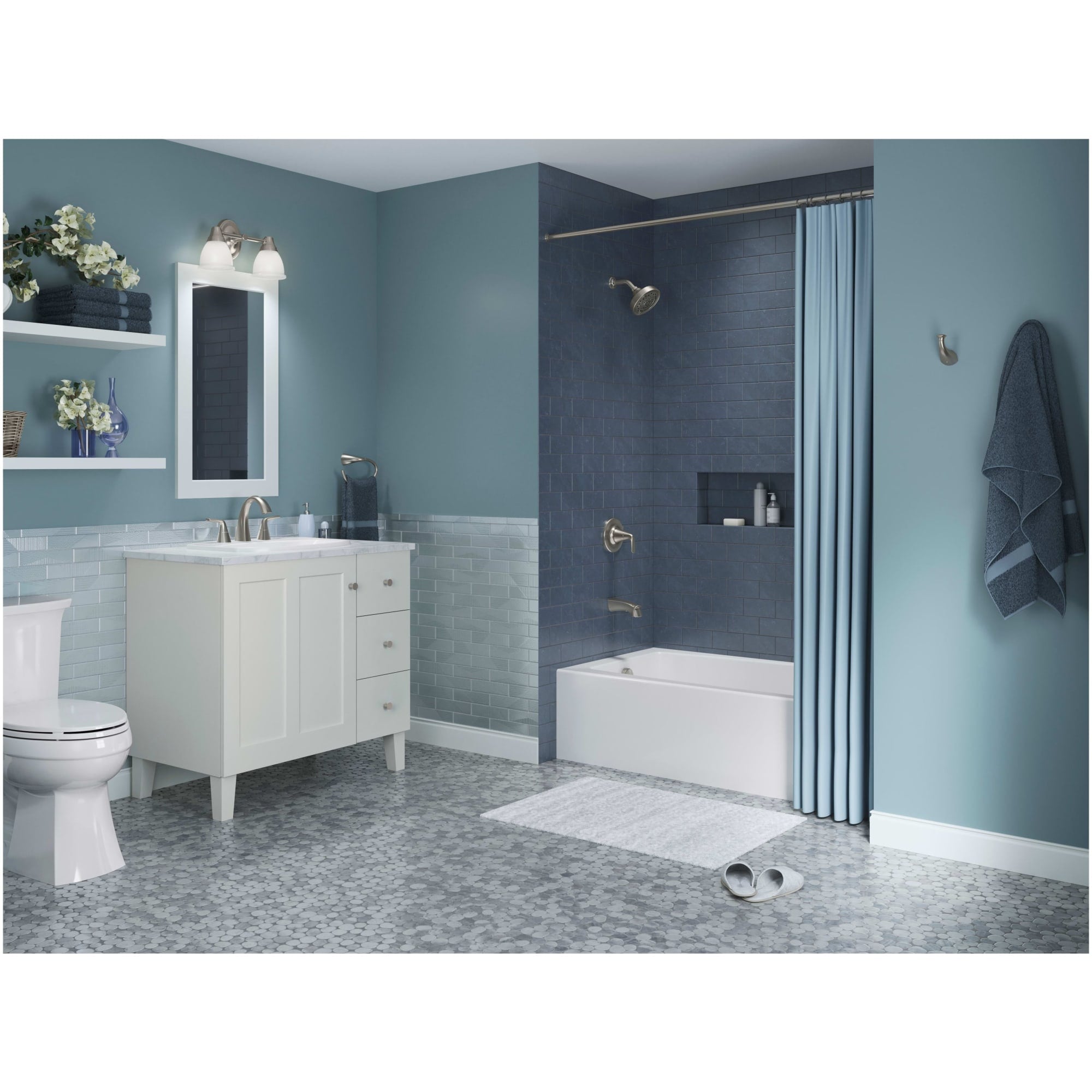 White Acrylic 60-Inch Alcove Bath with Left Hand Drain