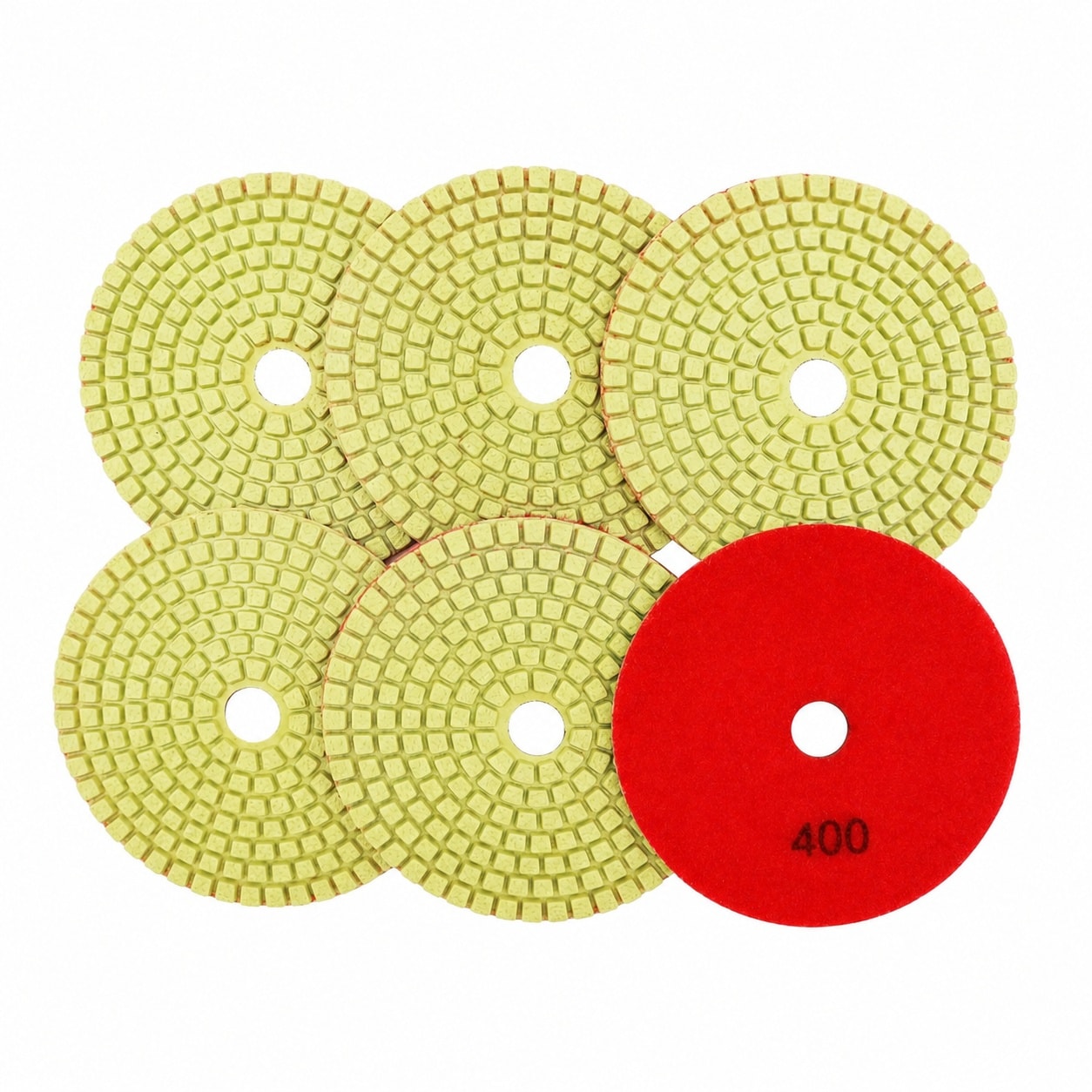 Ahfiwaso 6 pcs 4 inch Wet Diamond Polishing Pads Multi Grit 400 for Granite Marble Ceramic Artificial Stone Sanding Use with Grinder or Polisher Water