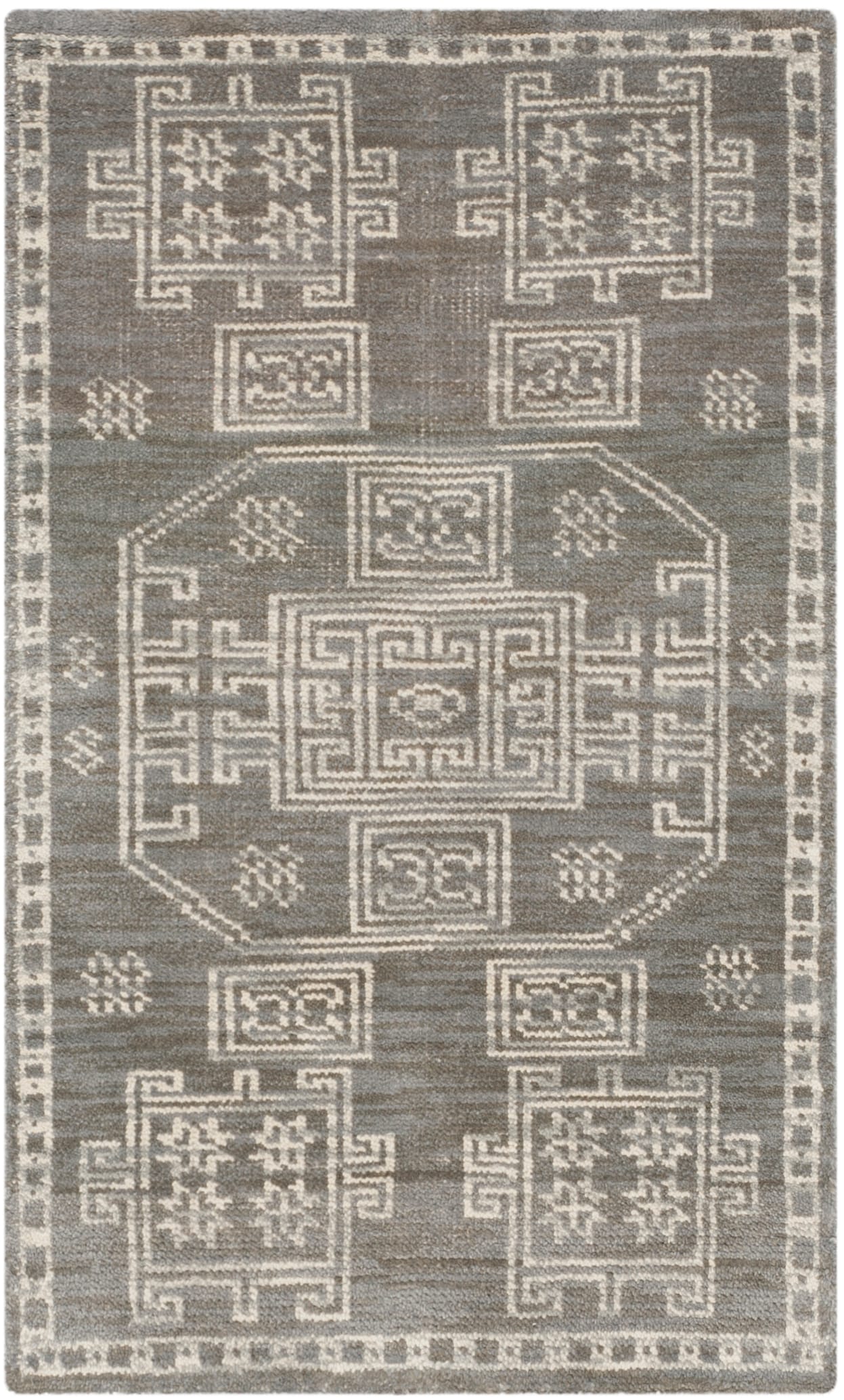 Kenya Hand-Knotted Gray Wool Tribal Area Rug