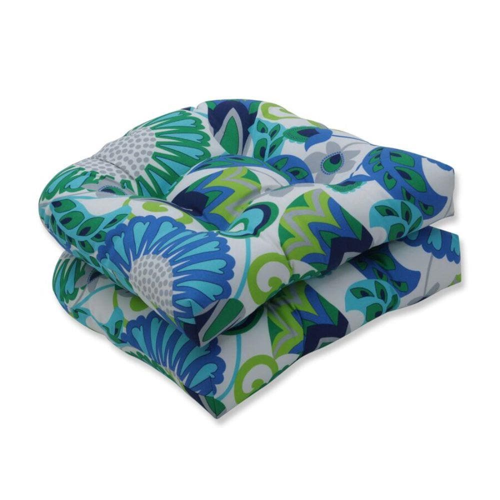 Pillow Perfect Sophia Turquoise/Green 19-in x 19-in 2-Piece Green Patio ...