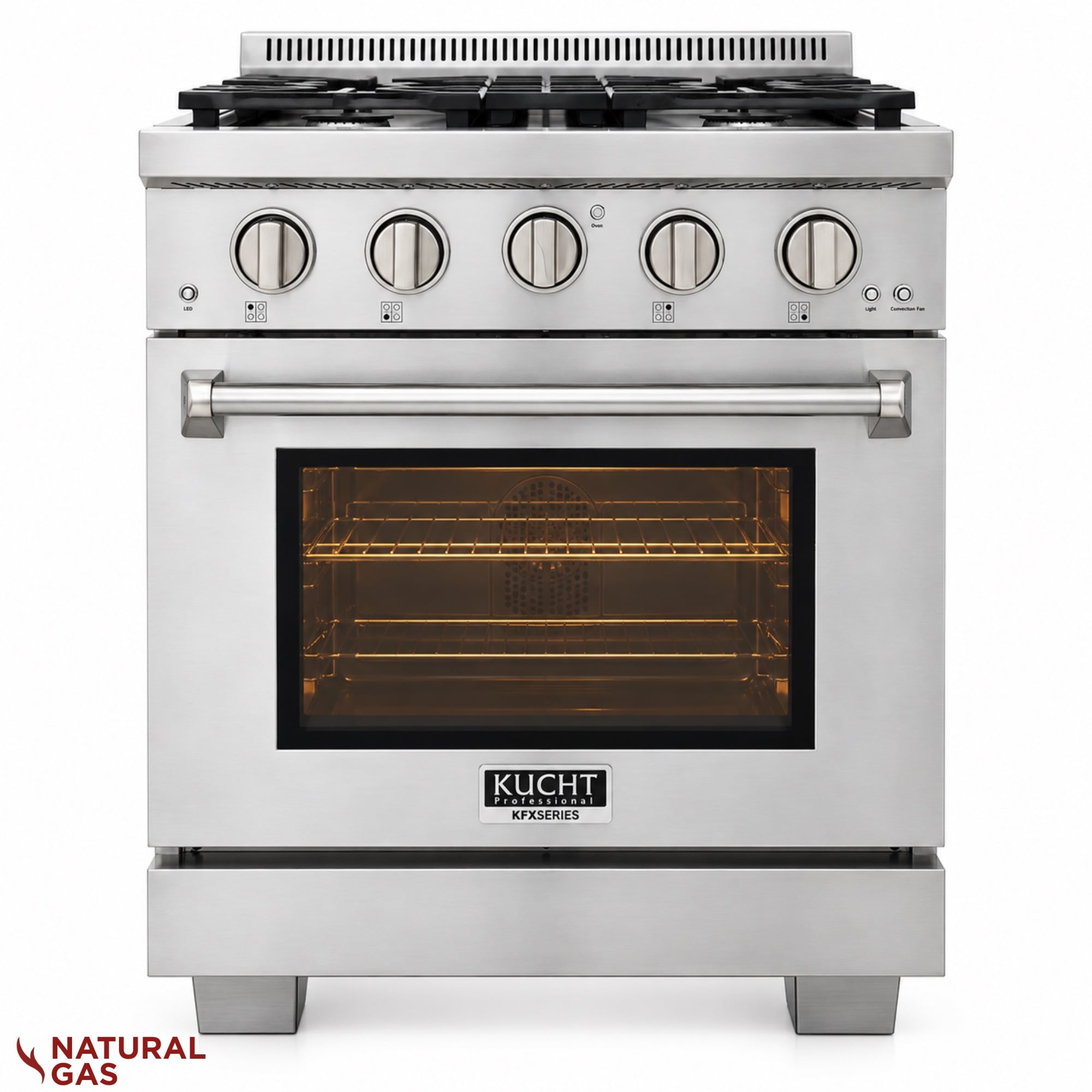 Kucht KFXX 30-in 4 burners 4.2-cu ft Convection Oven Freestanding Natural Gas ( Stainless Steel )