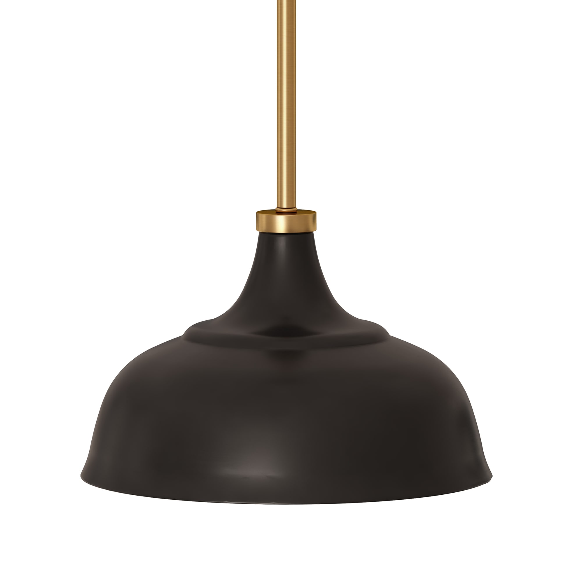 Modern Blackened Bronze Dome Pendant with Brass Accents