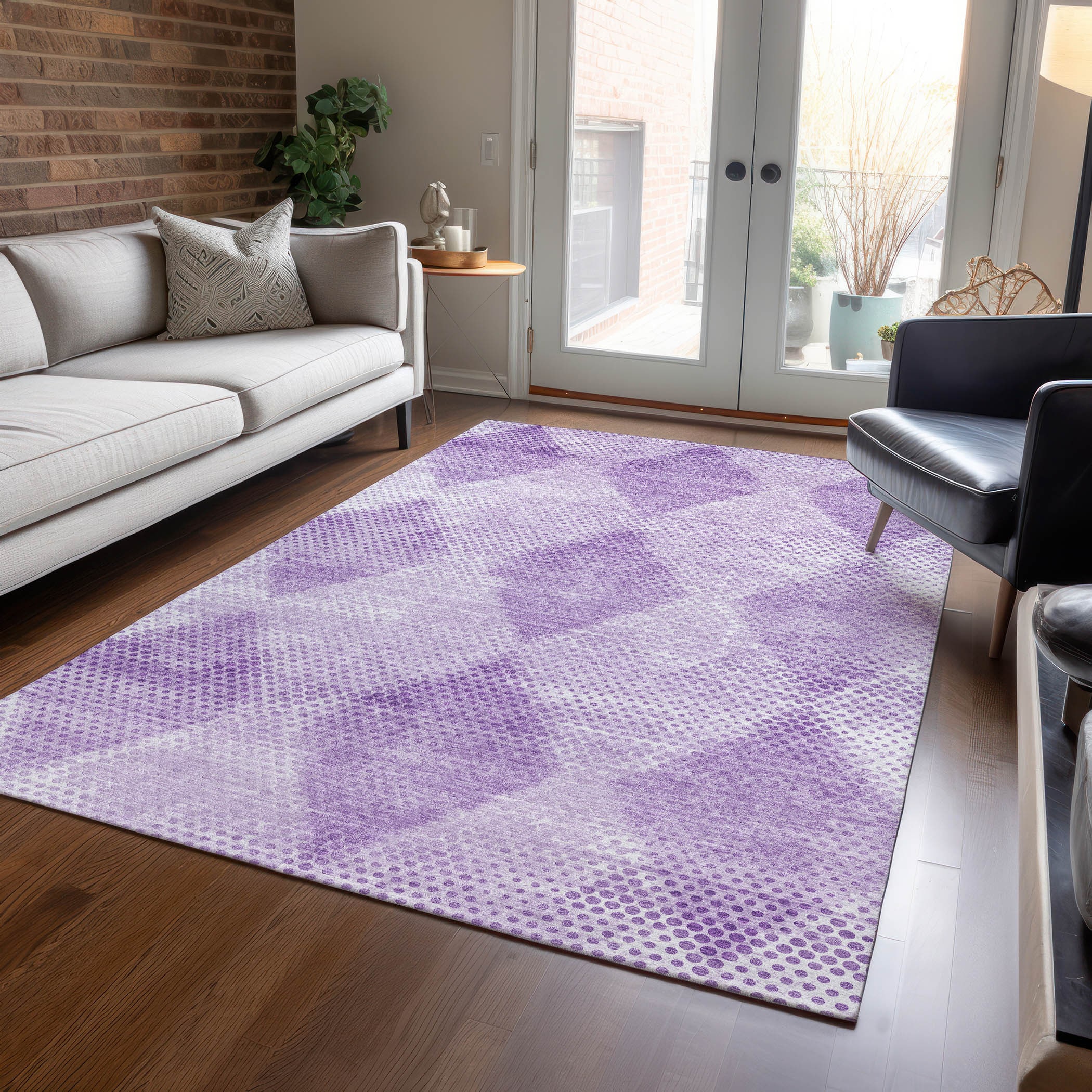 Addison Rugs ACN539LV30X46 Chantille 2 x 3 (ft) Polyester Lavender Rectangular Indoor/Outdoor Geometric Mid-Century Modern Machine washable Area rug