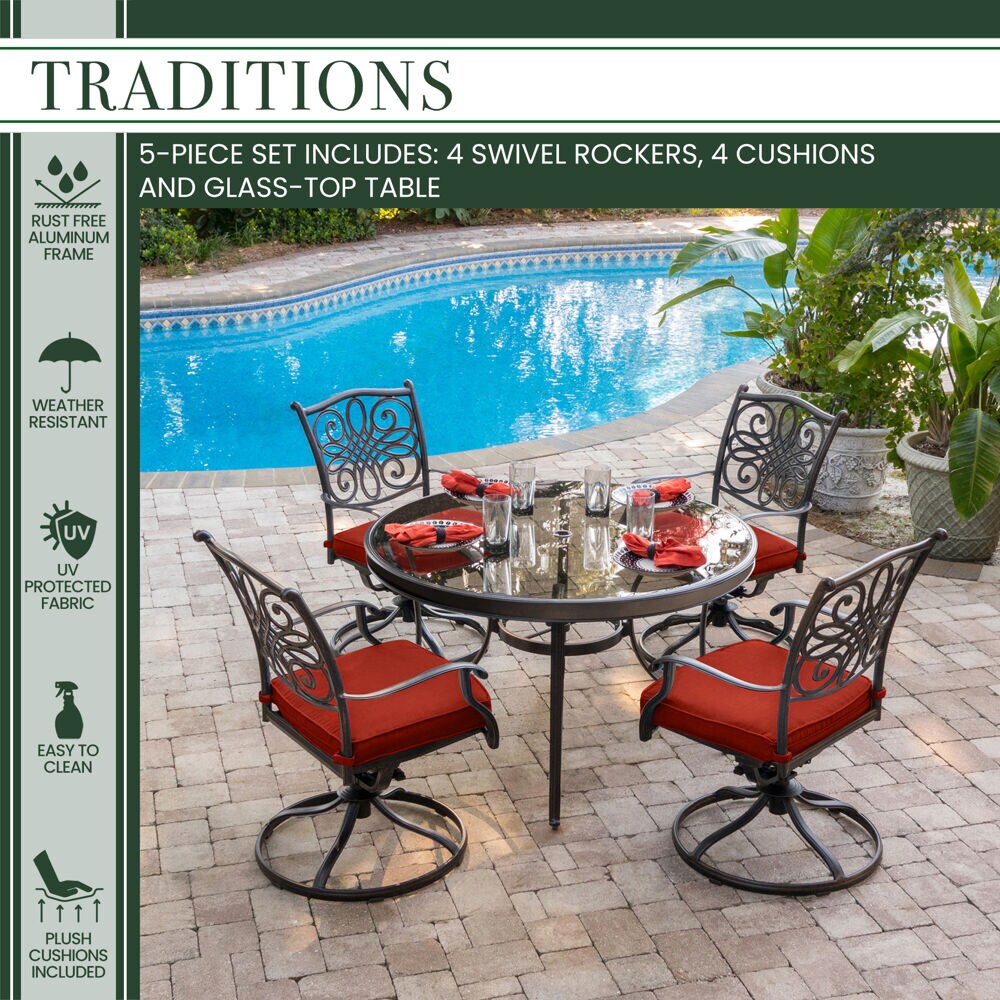 Hanover TRADDN5PCSWG-RED Patio-Dining-Sets - View #3