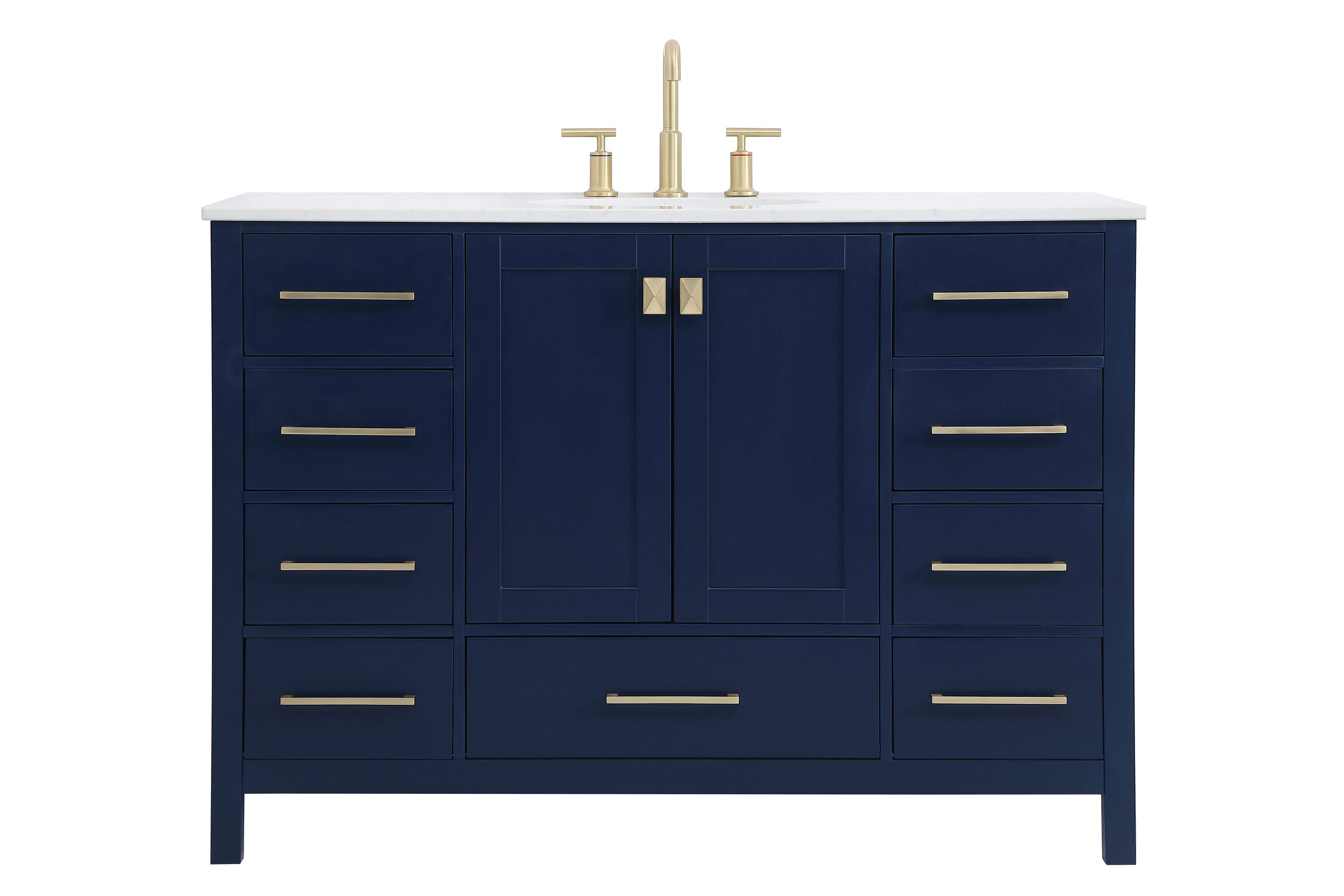 Elegant Decor HF56544BL 48-in Blue Undermount Single Sink Bathroom Vanity with Calacatta White Engineered Marble Top