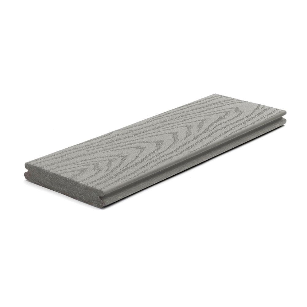 Select 1-in x 6-in x 12-ft Pebble Grey Grooved Composite Deck Board in Gray | - Trex 674101