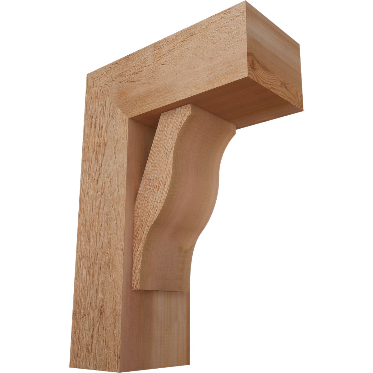 Ekena Millwork 1462265 Funston Block Rough Sawn Bracket with Offset Brace 8-in x 18-in x 26-in Western red cedar Brown Wood Standard bracket