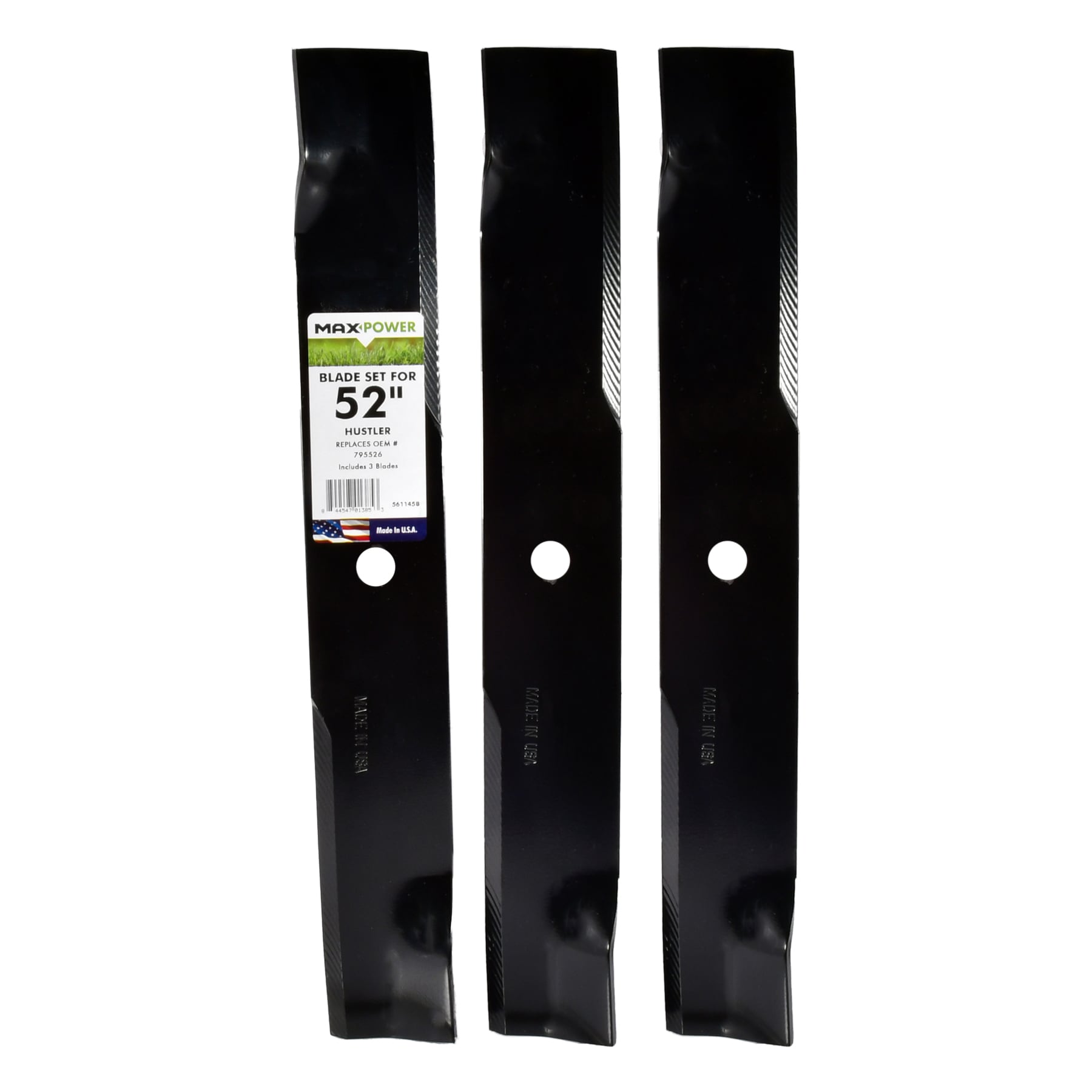 MaxPower 52-in Deck Standard Mower Blade for Riding Lawn 3 -Pack Replaces OEM numbers 795526, 603995, 783753 and Dixie Chopper 30227-52X