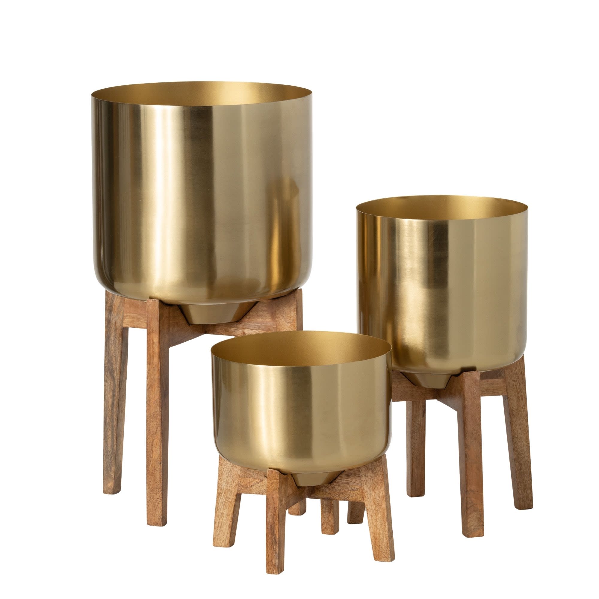Sullivans N2714 3-Pack Round 11.25-in W Large Gold Metal Indoor Planter