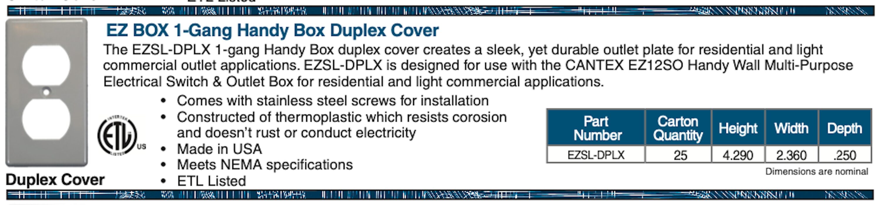 CANTEX LEZSL-DPLX Electrical-Box-Covers - View #4