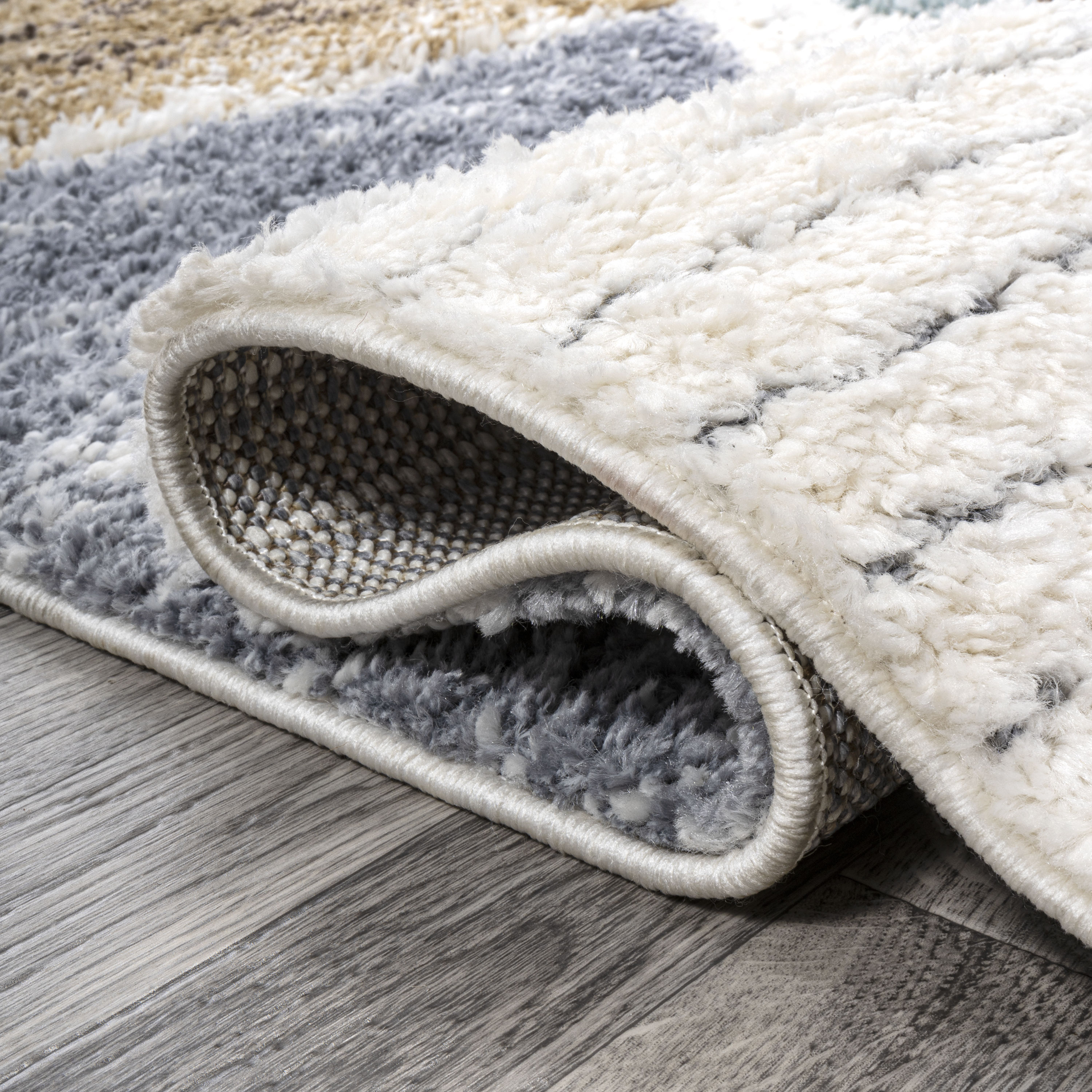 Ivory Geometric Synthetic Flat Woven Reversible Area Rug