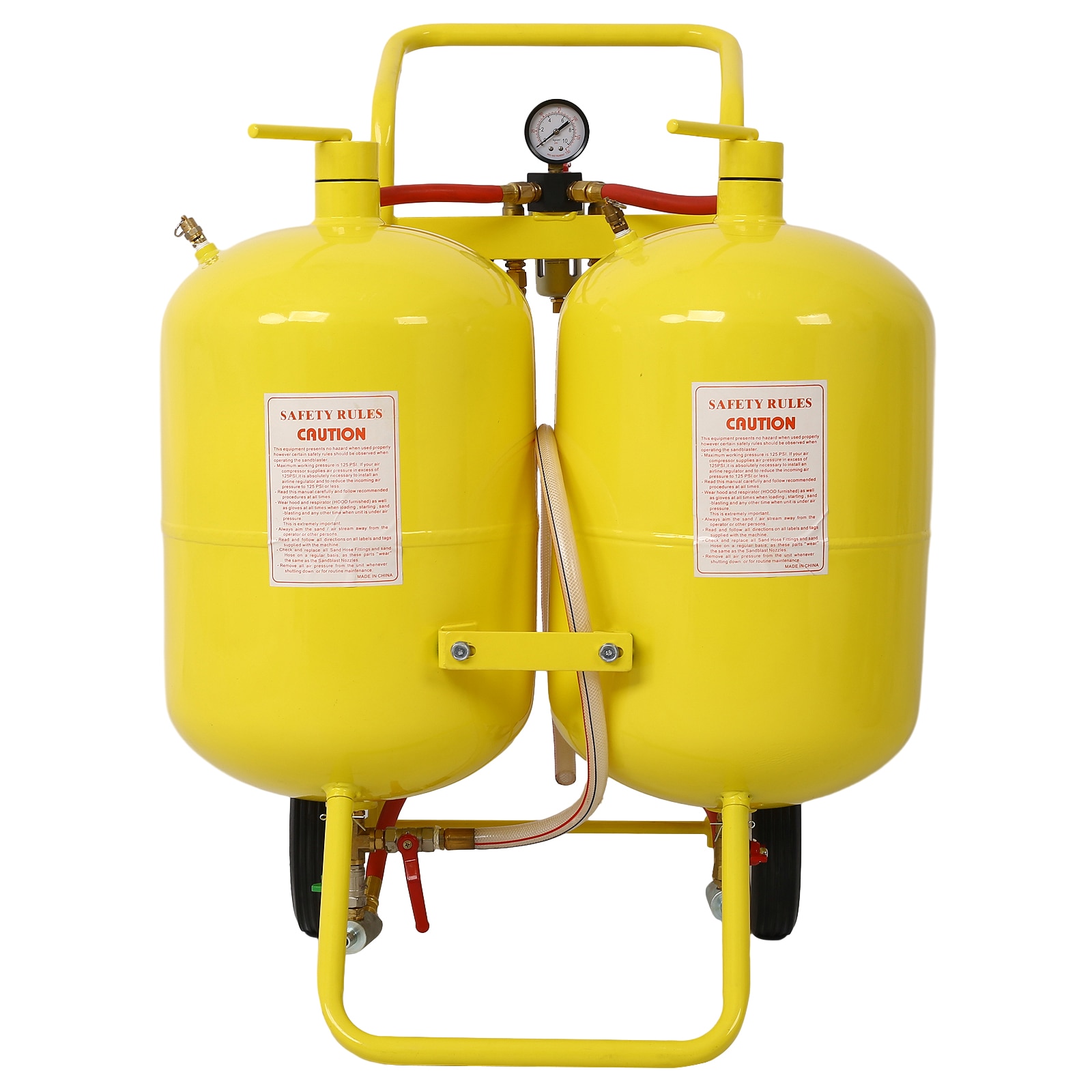Tatayosi P-DJ-59178 Yellow Dual Tank Abrasive Soda Blaster with 10 Gallon Tanks 100 lb Abrasive