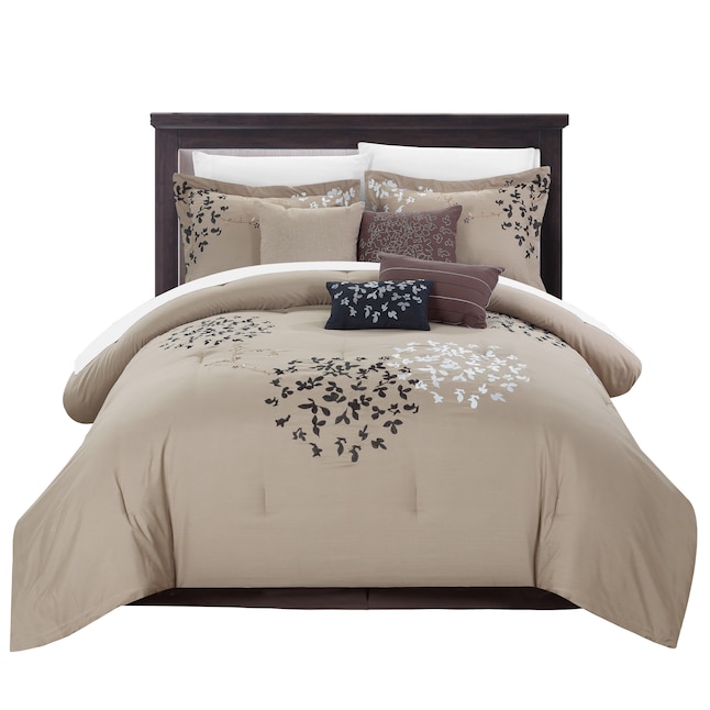 Chic Home Design Cheila 12 Piece Taupe, Dark Taupe King Duvet Cover