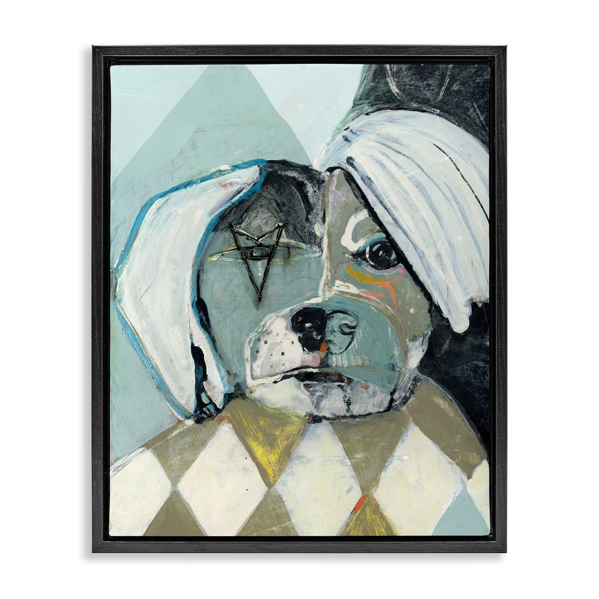 Stupell Industries BS-630-FFB-24X30 Abstract Dog Face Portrait Black Framed Floater Canvas Wall Art By Stacy Milrany 25 x 31
