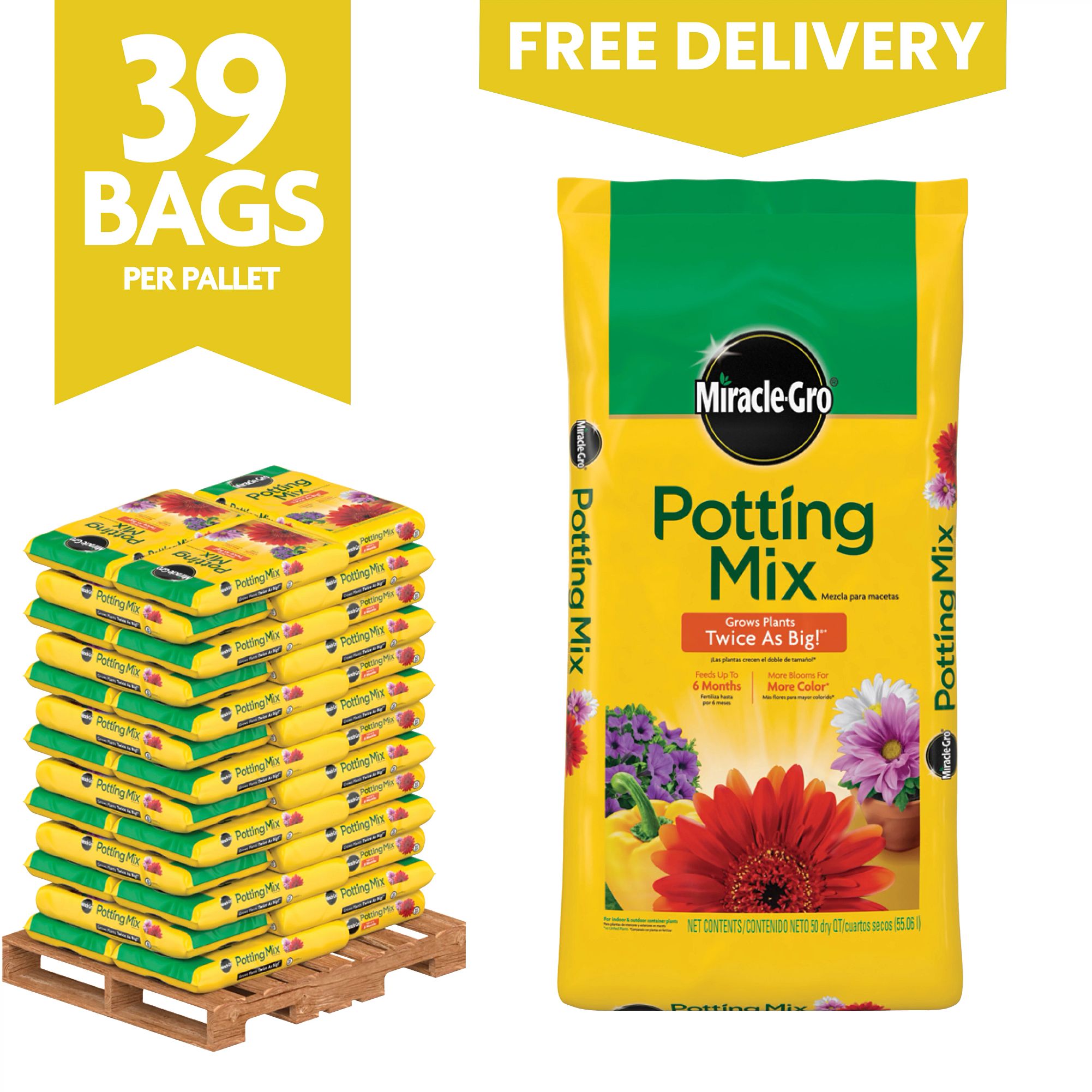 Miracle-Gro For Container Plants Bulk Pallet 50 Quart(s) All-purpose Potting soil mix