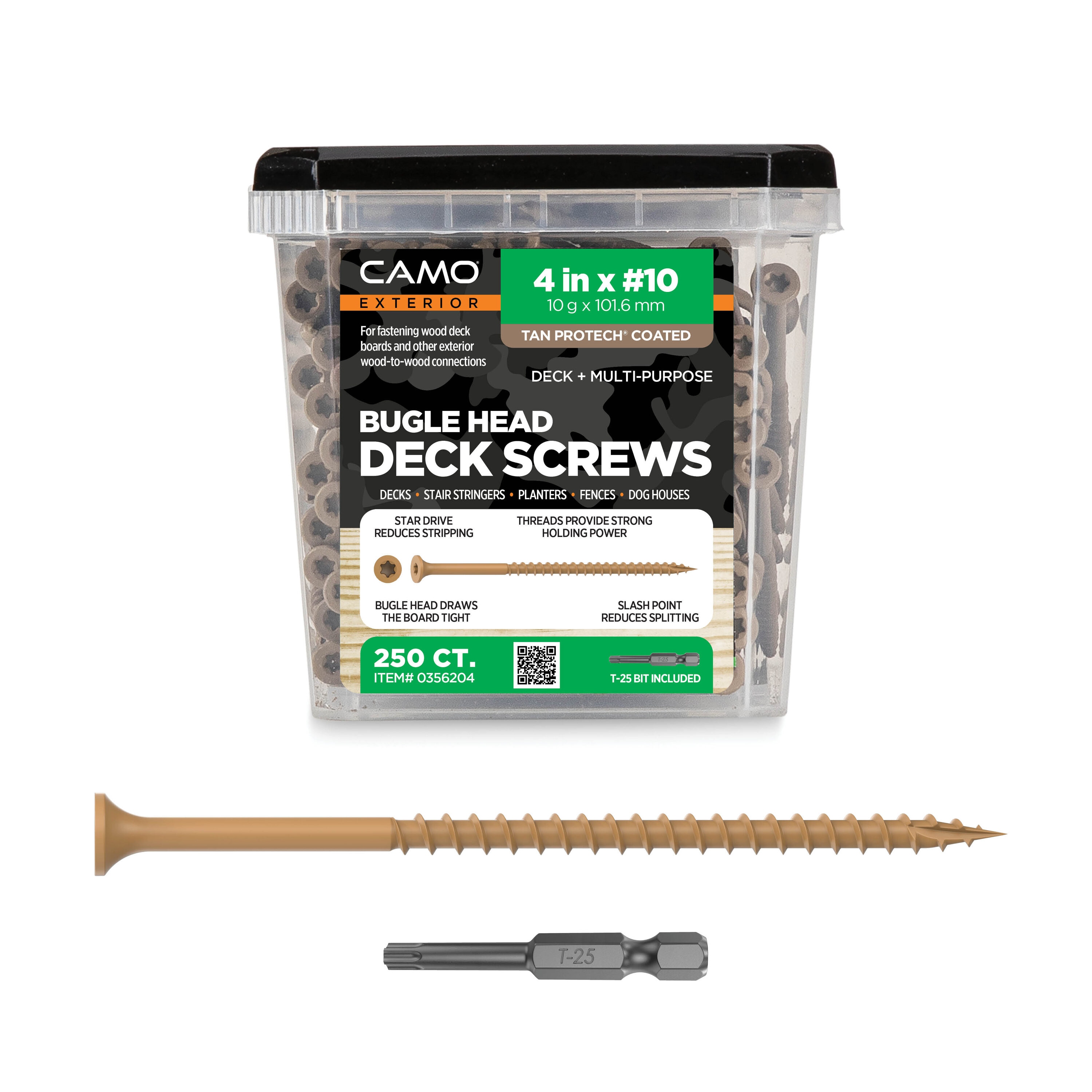 CAMO #10 x 4-in Wood to wood Deck Screws 250 -Per Box