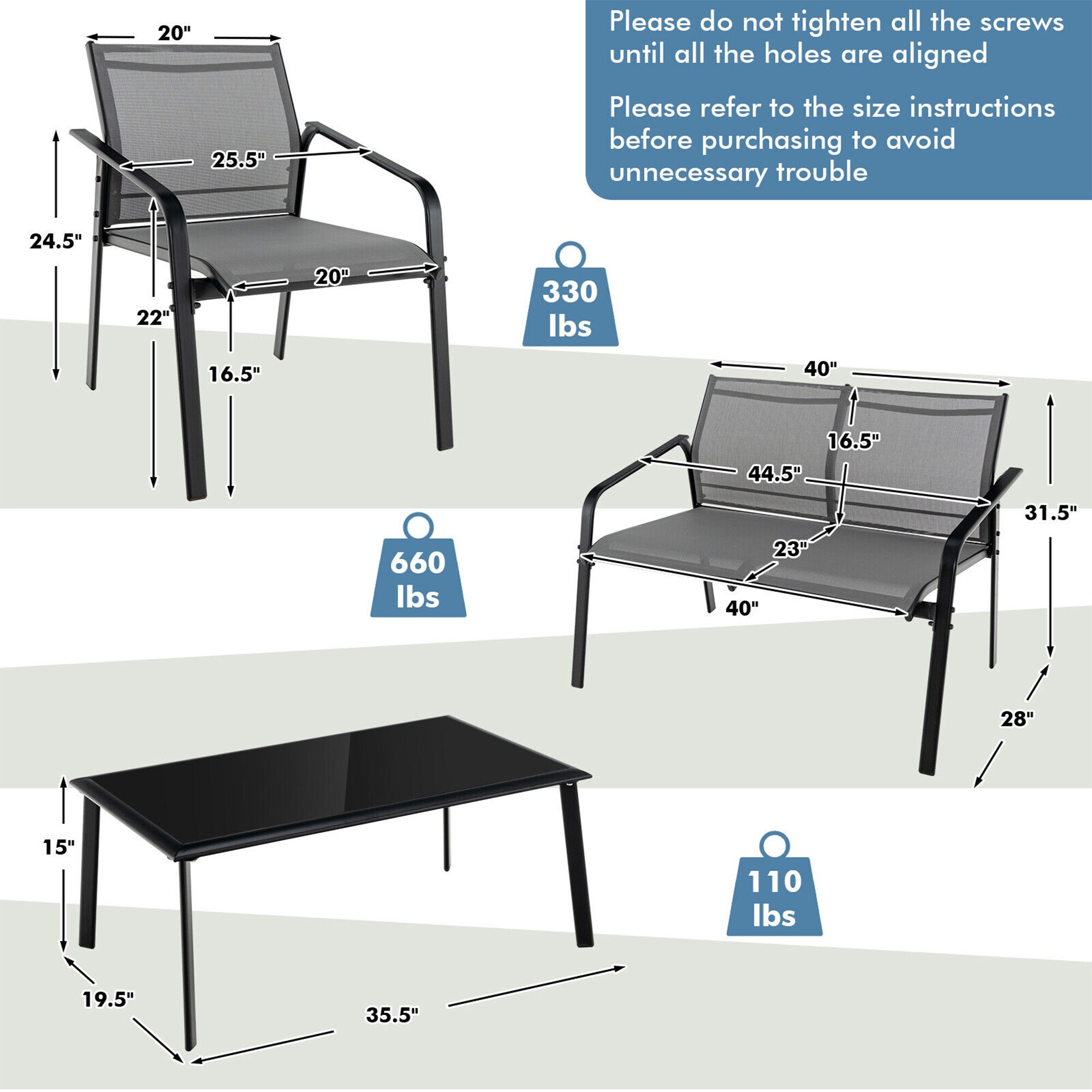 WELLFOR TDJ10474GR Patio-Conversation-Sets - View #6