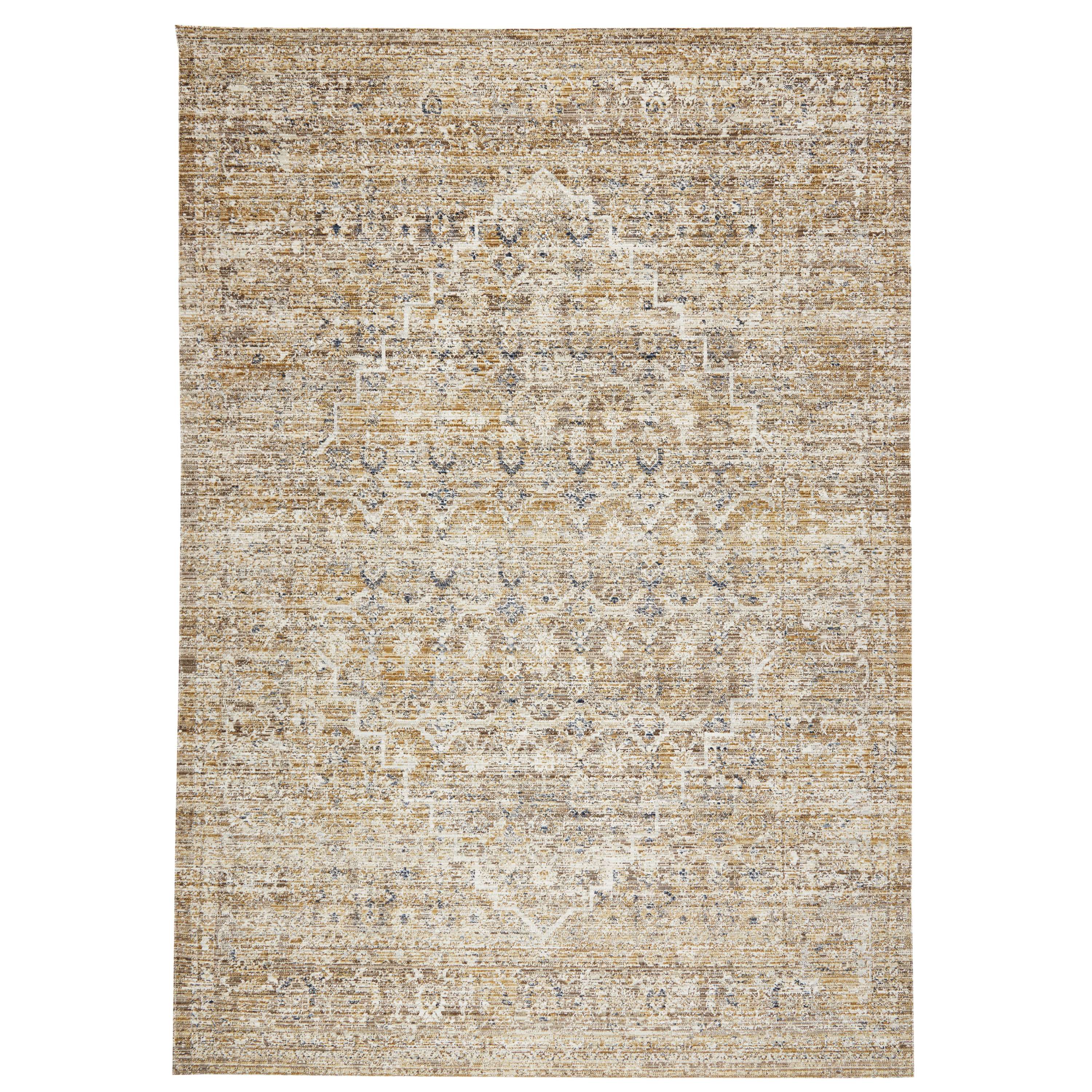 Obeetee AVA22768509GLD Ava 2 x 7 (ft) Loomed Polypropylene Gold Rectangular Indoor/Outdoor Distressed/Overdyed Runner rug