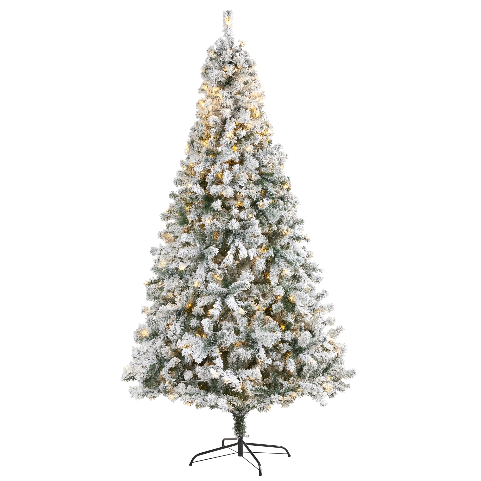 8-ft Spruce Pre-lit Flocked Artificial Christmas Tree with LED Lights | - Nearly Natural T1754