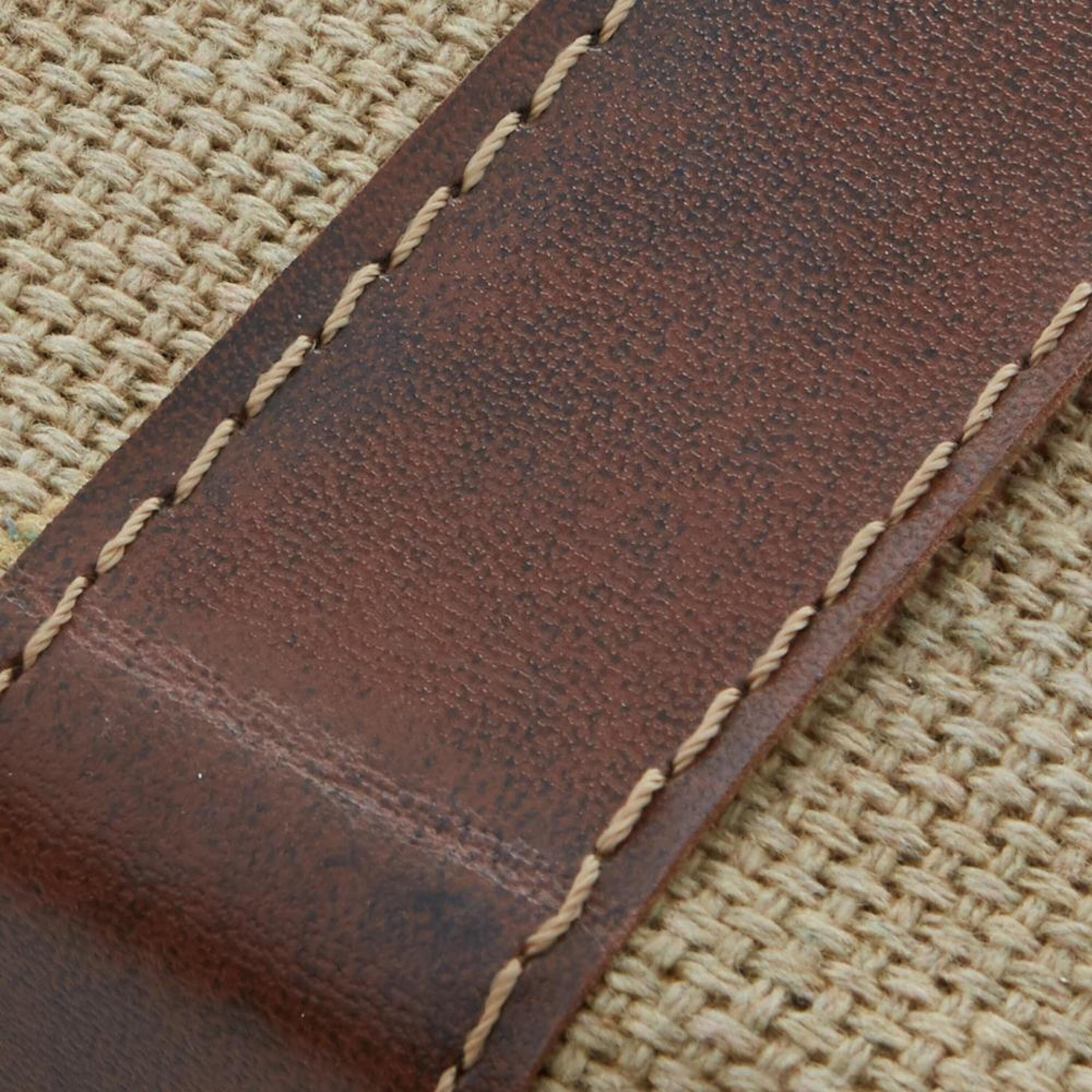 Set of 3 Beige and Brown Burlap Faux Leather Book Boxes