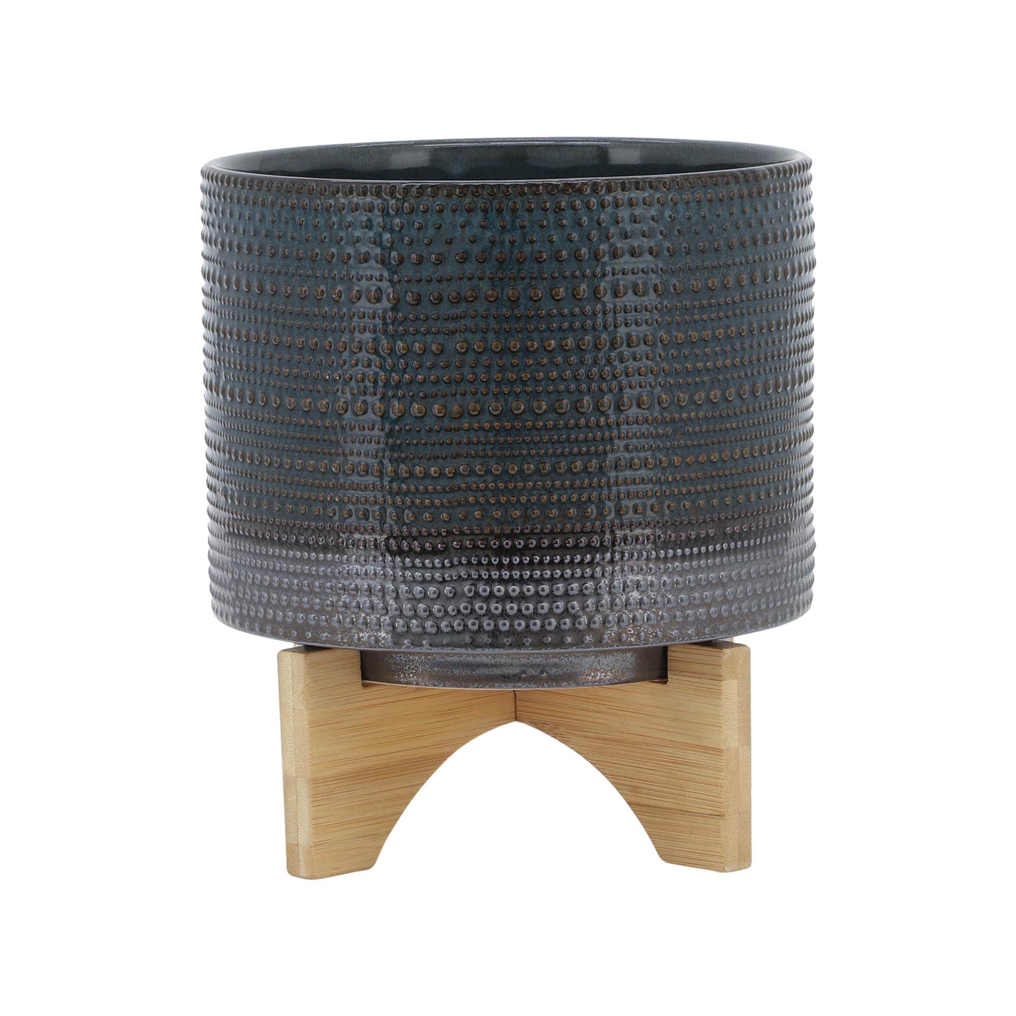 Miki Shinly JJ-6853-15SH Round 8.0-in W Medium Green Ceramic Indoor/Outdoor Planter