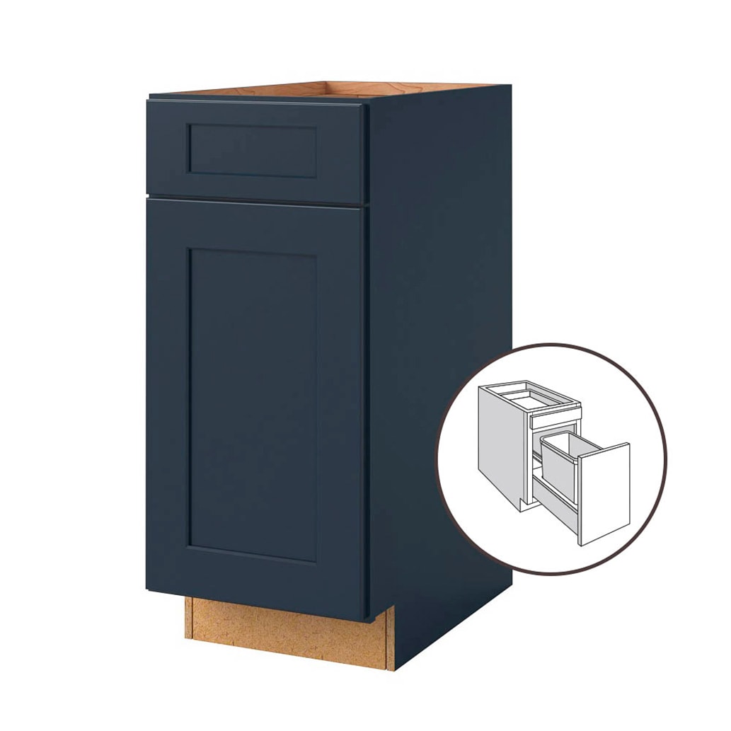 allen + roth 1574NV Port 15-in W x 34.5-in H x 24-in D Navy Pull-out wastebasket Base Fully assembled Cabinet (Flat Panel Shaker)