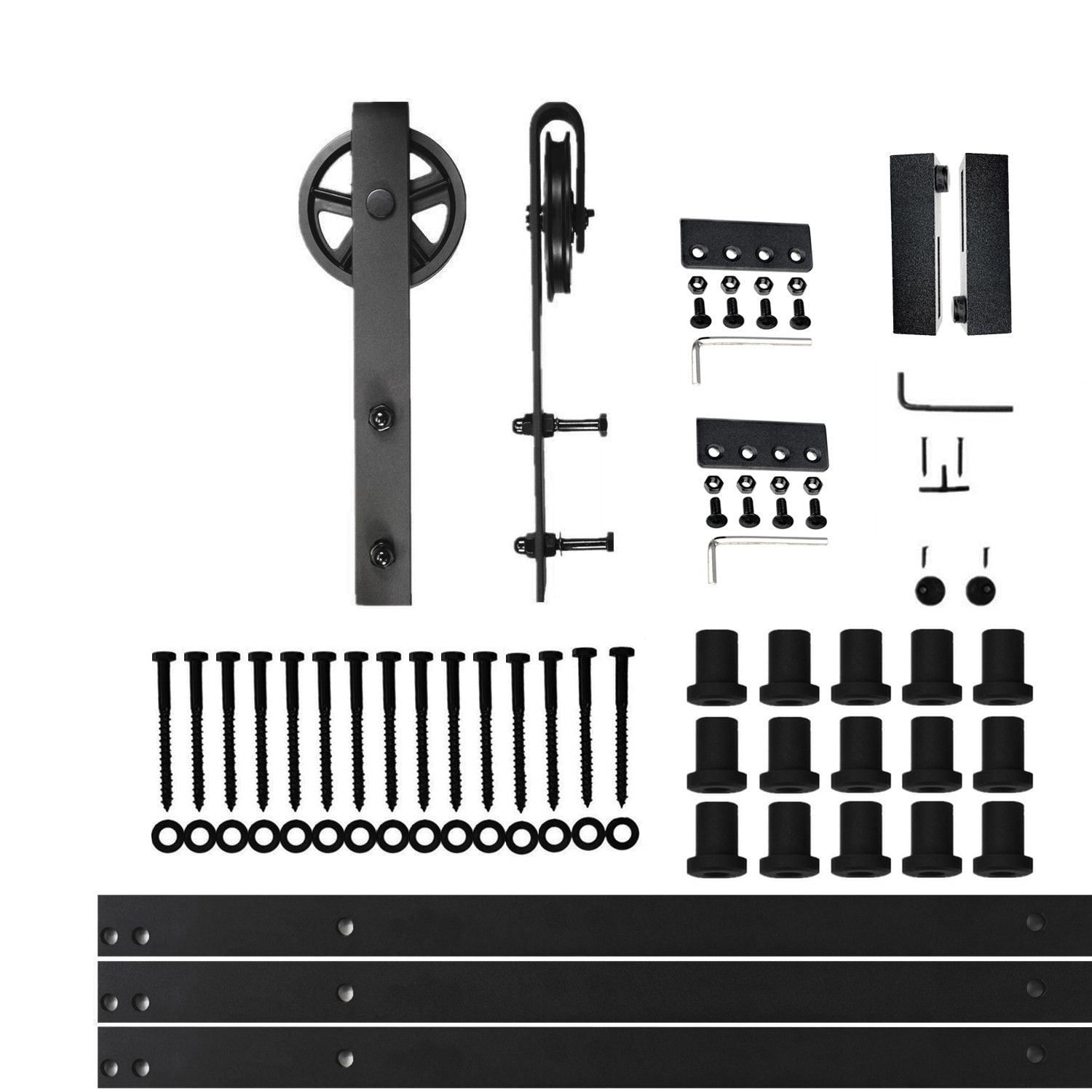 HOMACER 48-in Rustic Black Indoor I-strap Double Barn Door Hardware Kit ZT2TGH048C Sansujyuku sansujyuku.com