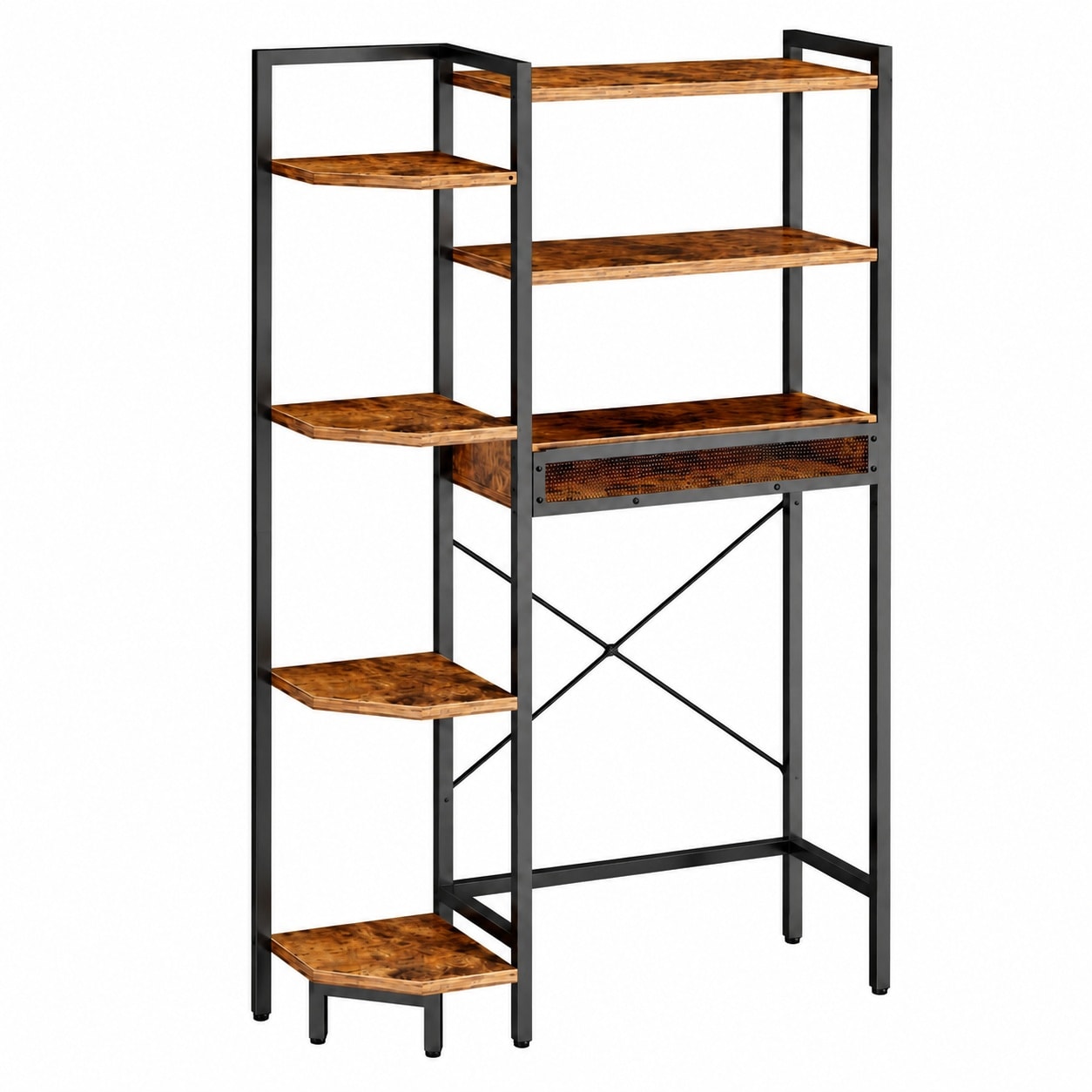 Aoibox  Heavy Duty 7 Tier Over Toilet Storage Shelf with Adjustable Feet Basket and Paper Hook 9 3 in D x 33 5