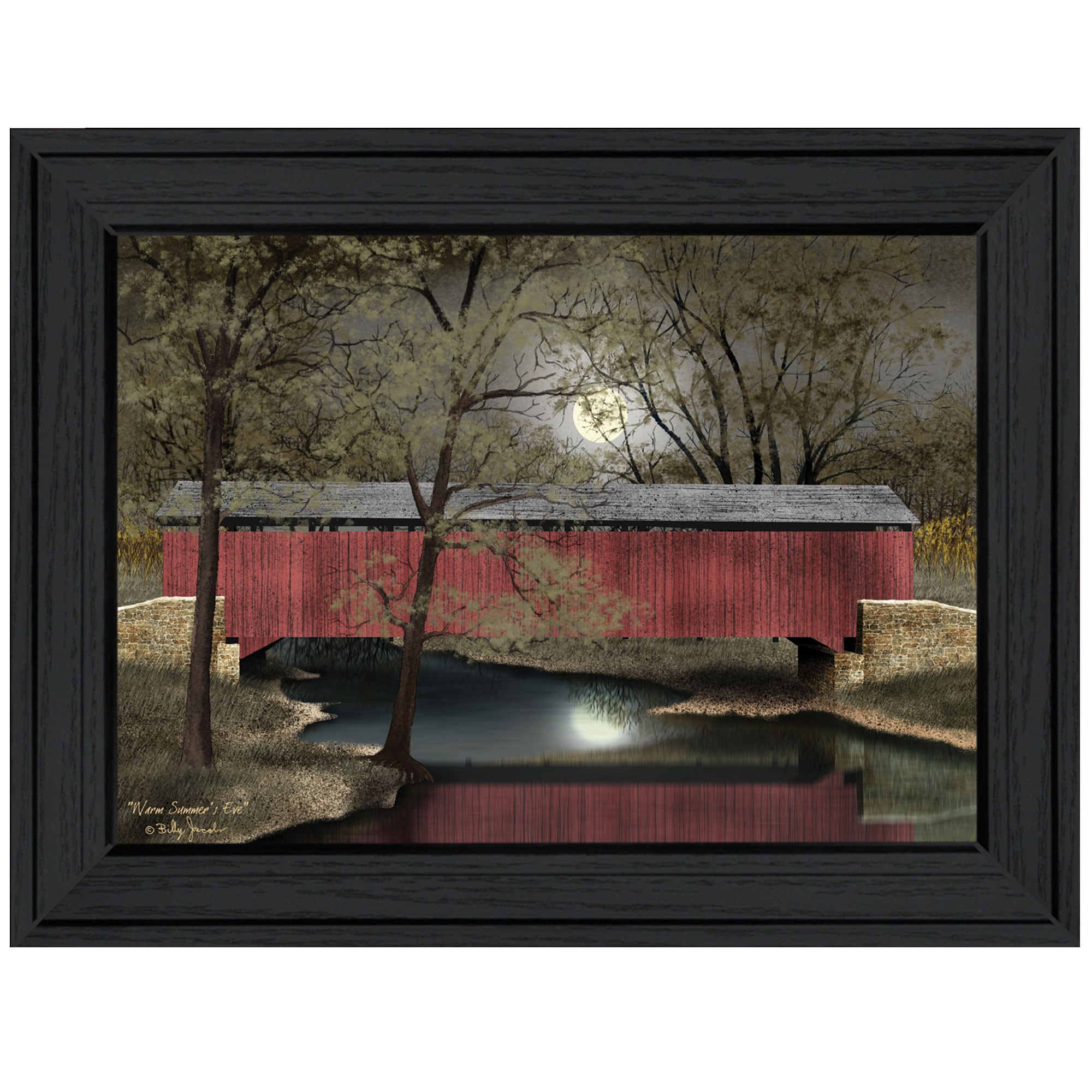 Trendy Decor 4U BJ1048-405 Warm Summer's Eve Billy Jacobs Black Wood Framed 15-in H x 19-in W Country Paper Print