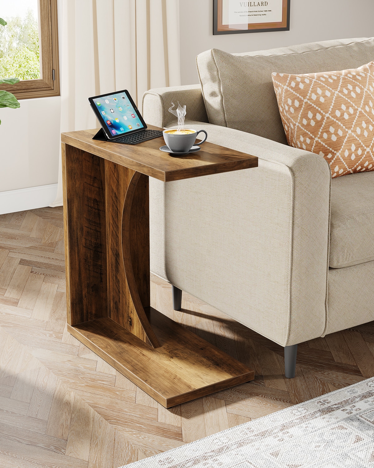 Tribesigns LWFD-RY0138 End table 23.6-in W x 25.6-in H Brown Wood Rectangular Modern End Table Assembly Required