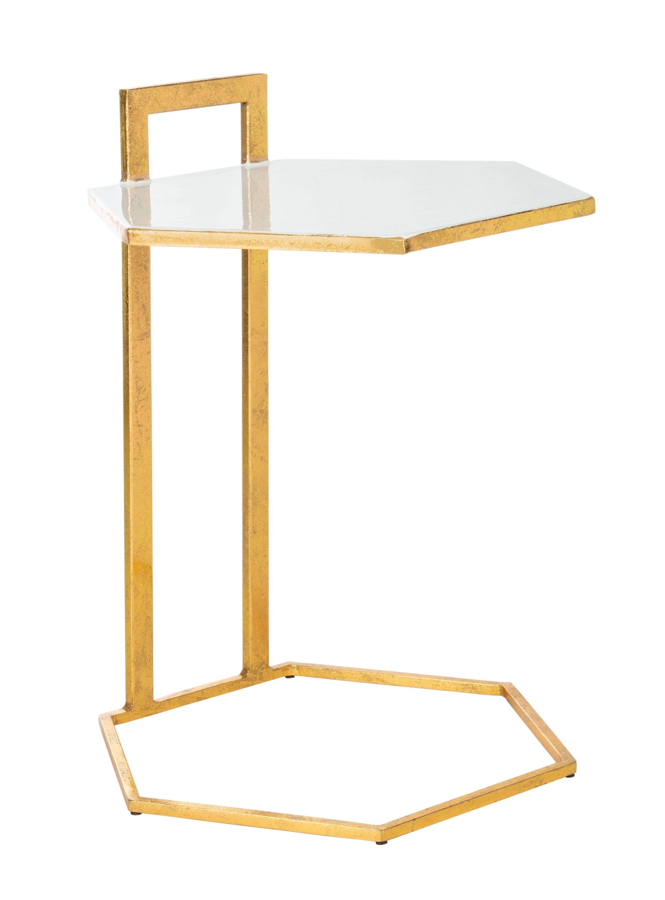 Safavieh ACC3208A Mirasol 16-in W x 23.5-in H White/Gold Composite Glam End Table Fully Assembled