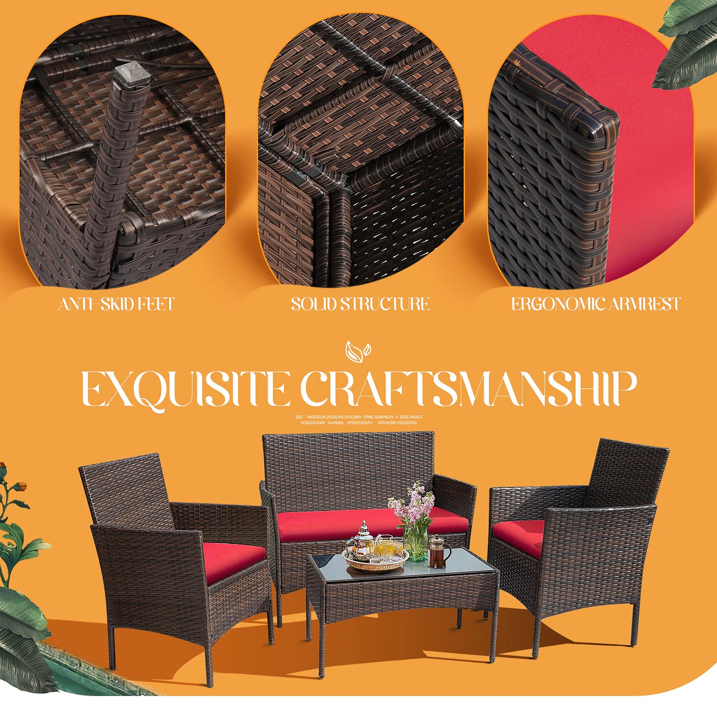 Vineego LS-LCRF834M18 Patio-Conversation-Sets - View #3