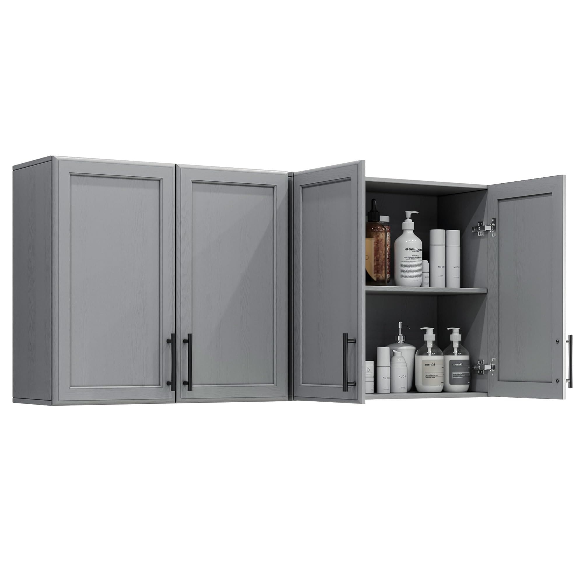 LTMATE LSFNZ23LCGR2427 48-in W x 24-in H Wood Grey Wall-mount Utility Storage Cabinet