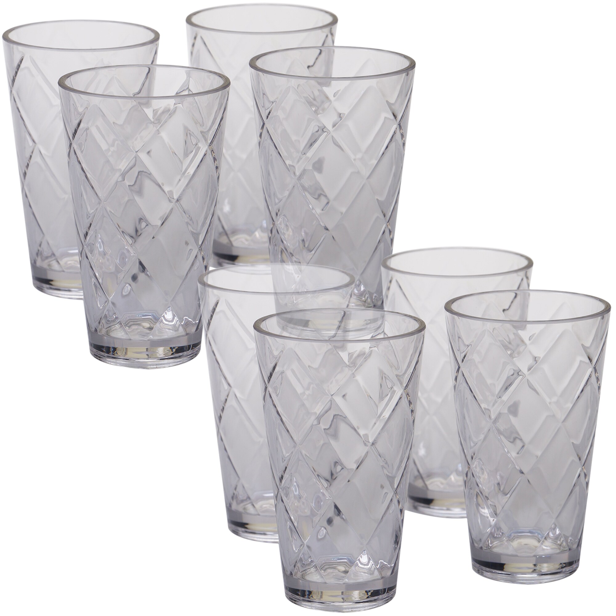 Certified International Set of 8 Clear Diamond Acrylic Drinkware