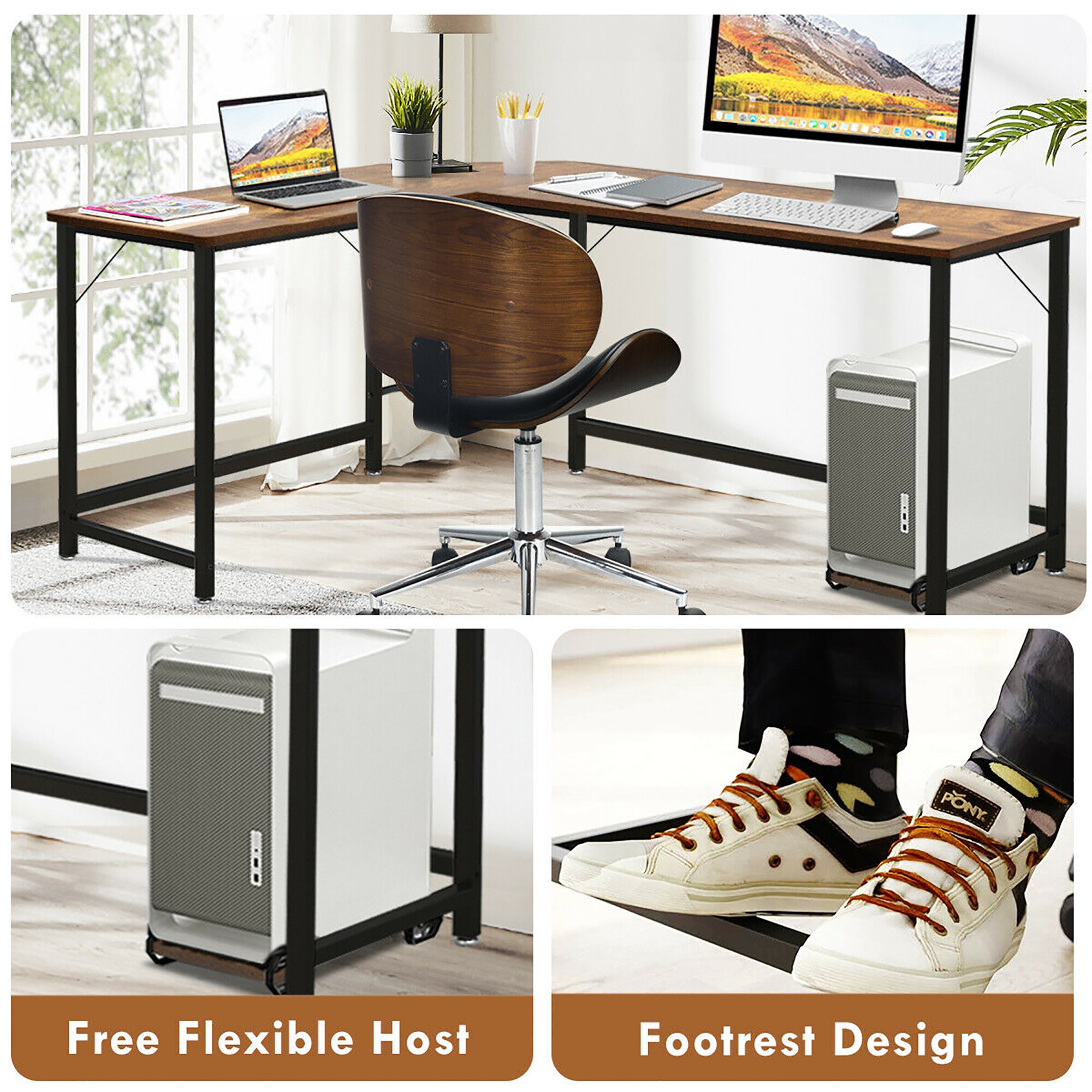 Creators L-shaped Corner Desk With Chair, Home Office Desk & Chair Combo