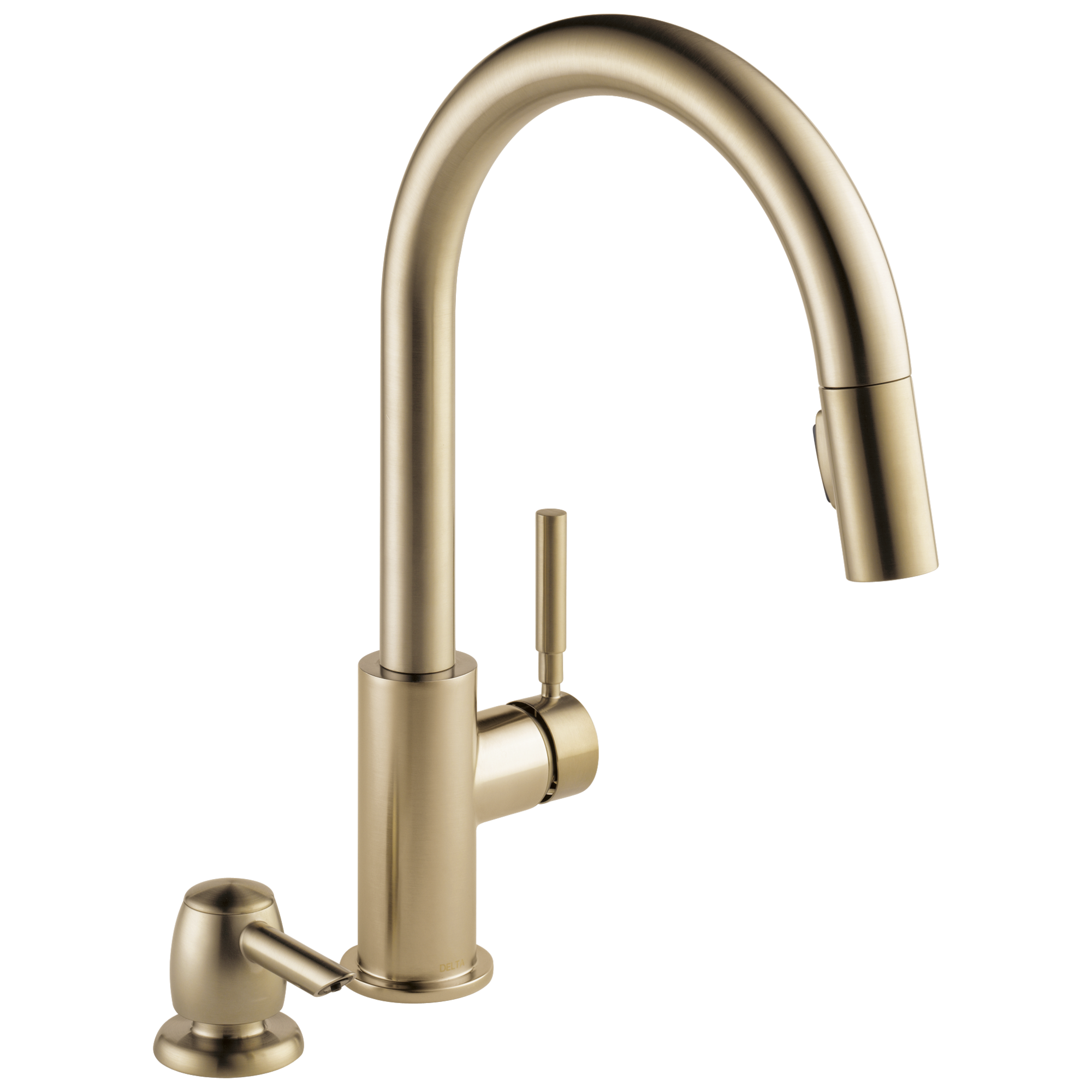Delta Trask Champagne Bronze Double Handle Pull-down Kitchen Faucet with Sprayer (Deck Plate and Soap Dispenser Included)