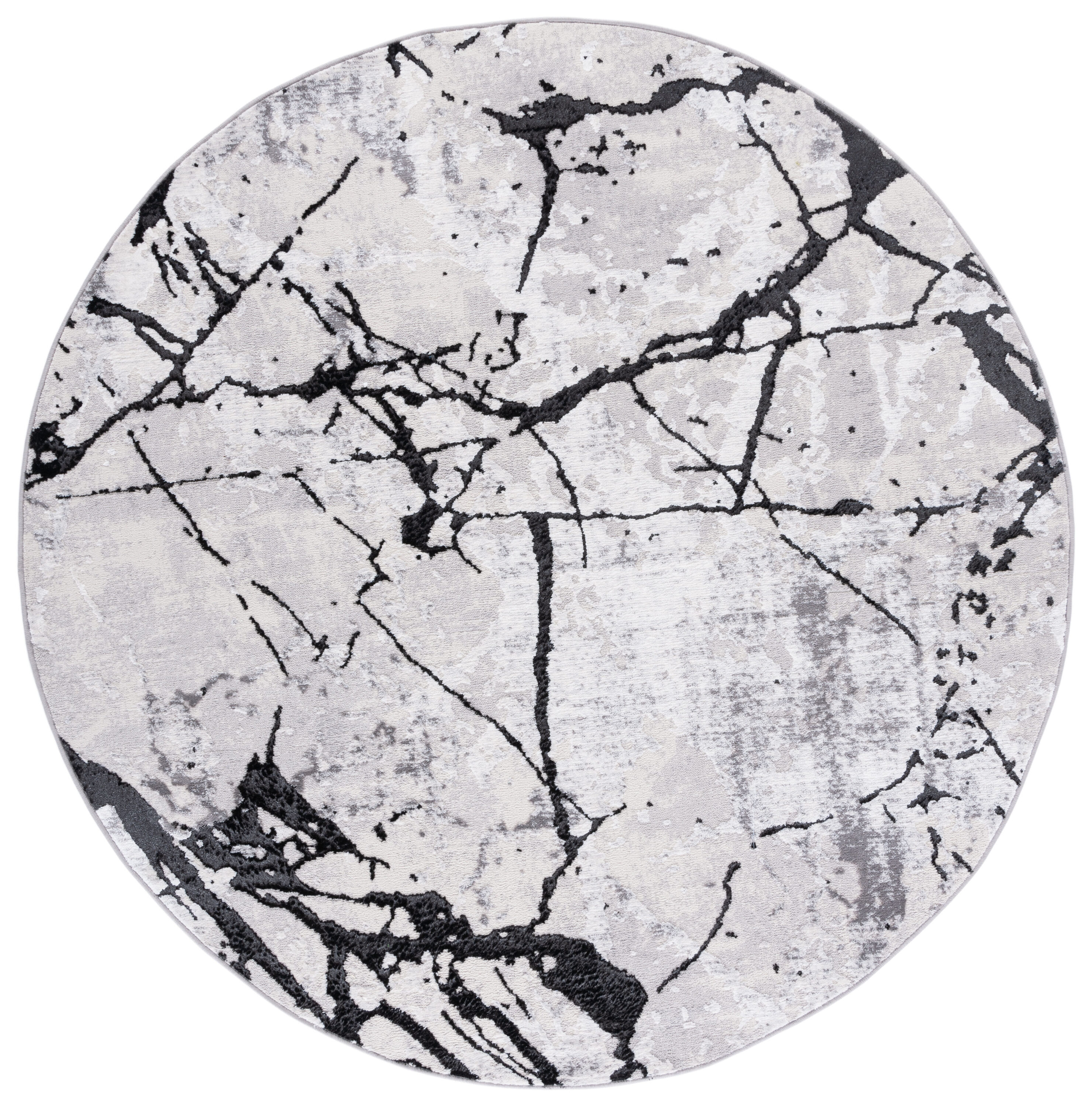 Safavieh Amelia 10 X 10 (ft) Gray/Black Round Indoor Abstract Area Rug ...