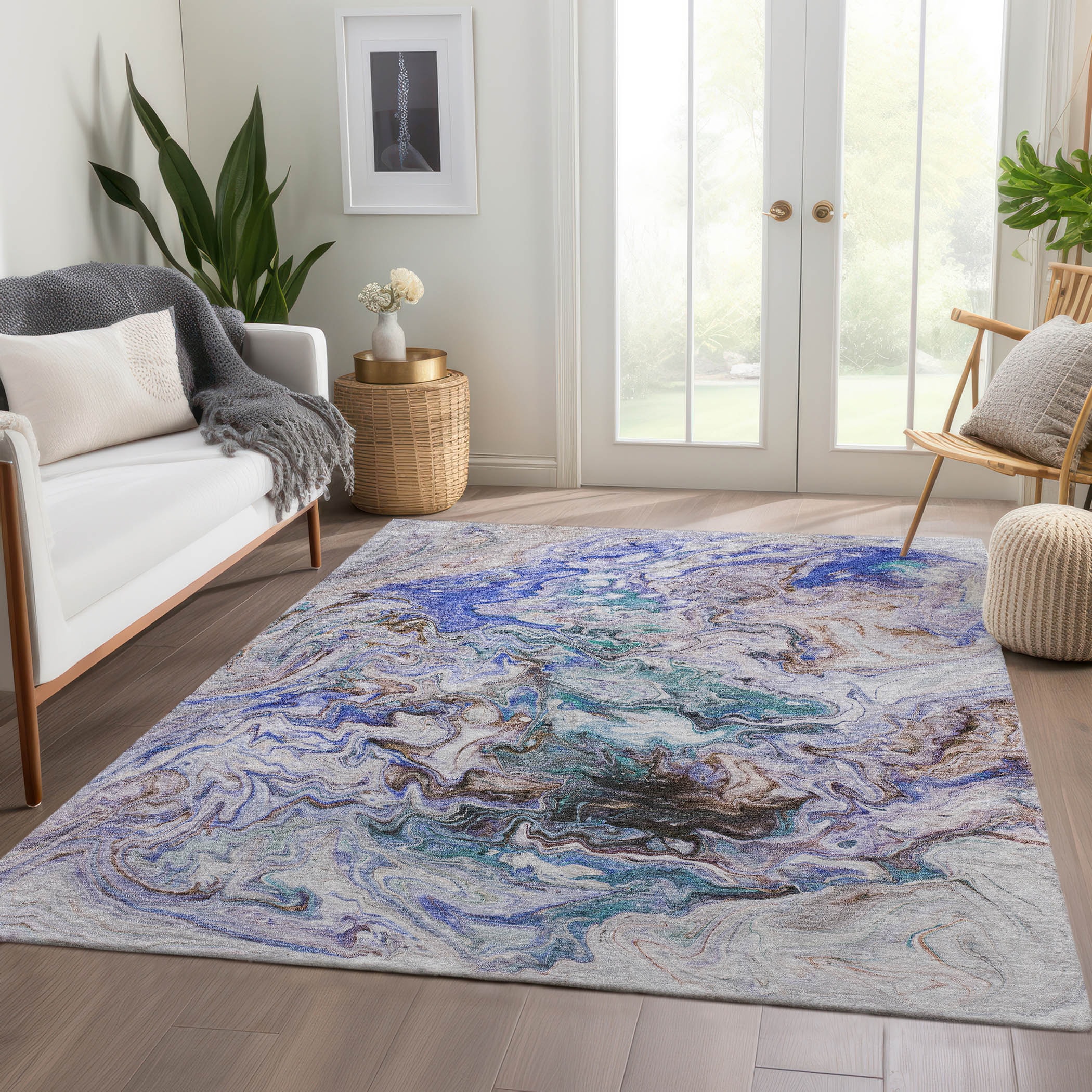Addison Rugs ACN603BG5X8 Chantille ACN603BG 5 x 7 (ft) Polyester Beige Rectangular Indoor/Outdoor Abstract Machine washable Area rug