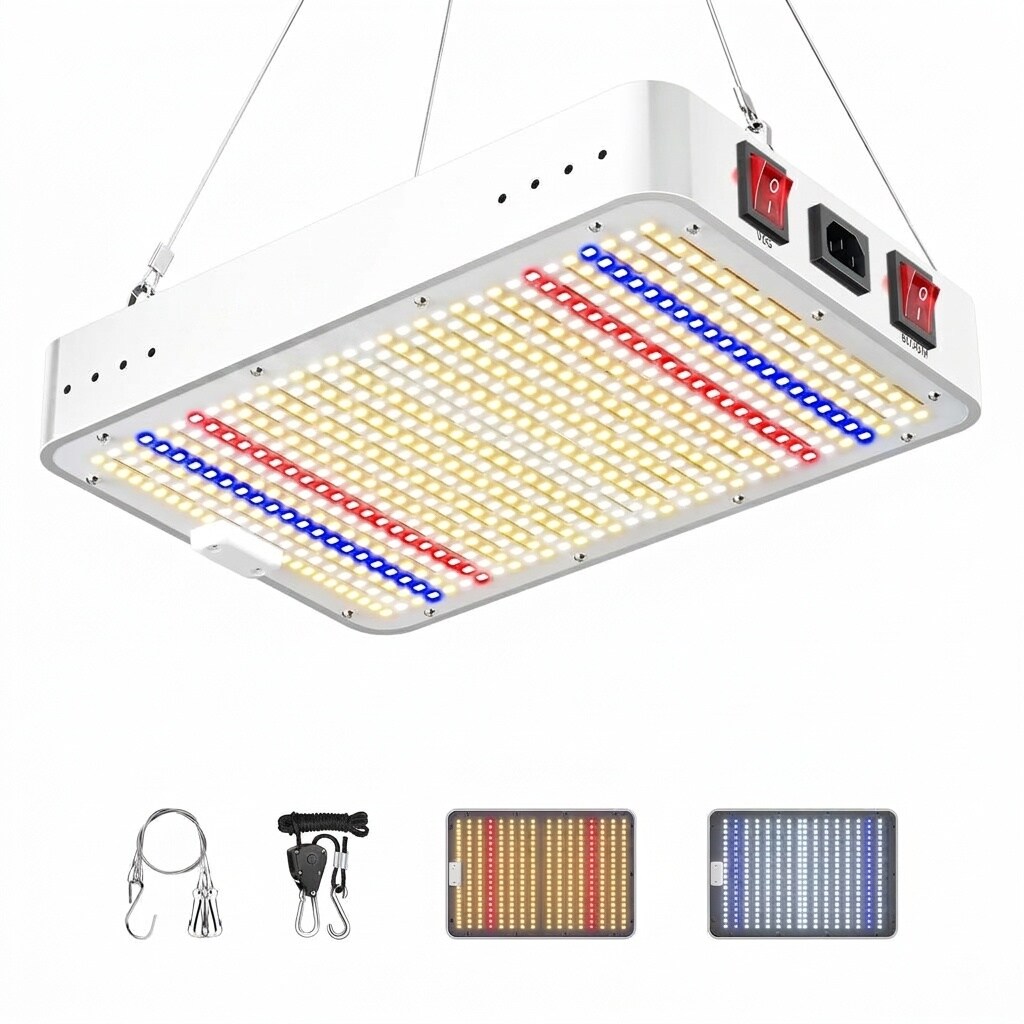 Vrbgify  100 Watt LED Grow Light Full Spectrum for Indoor Plants Hydroponic Greenhouse Veg Bloom Modes High PAR Output Quiet Fan 2x2 ft Coverage