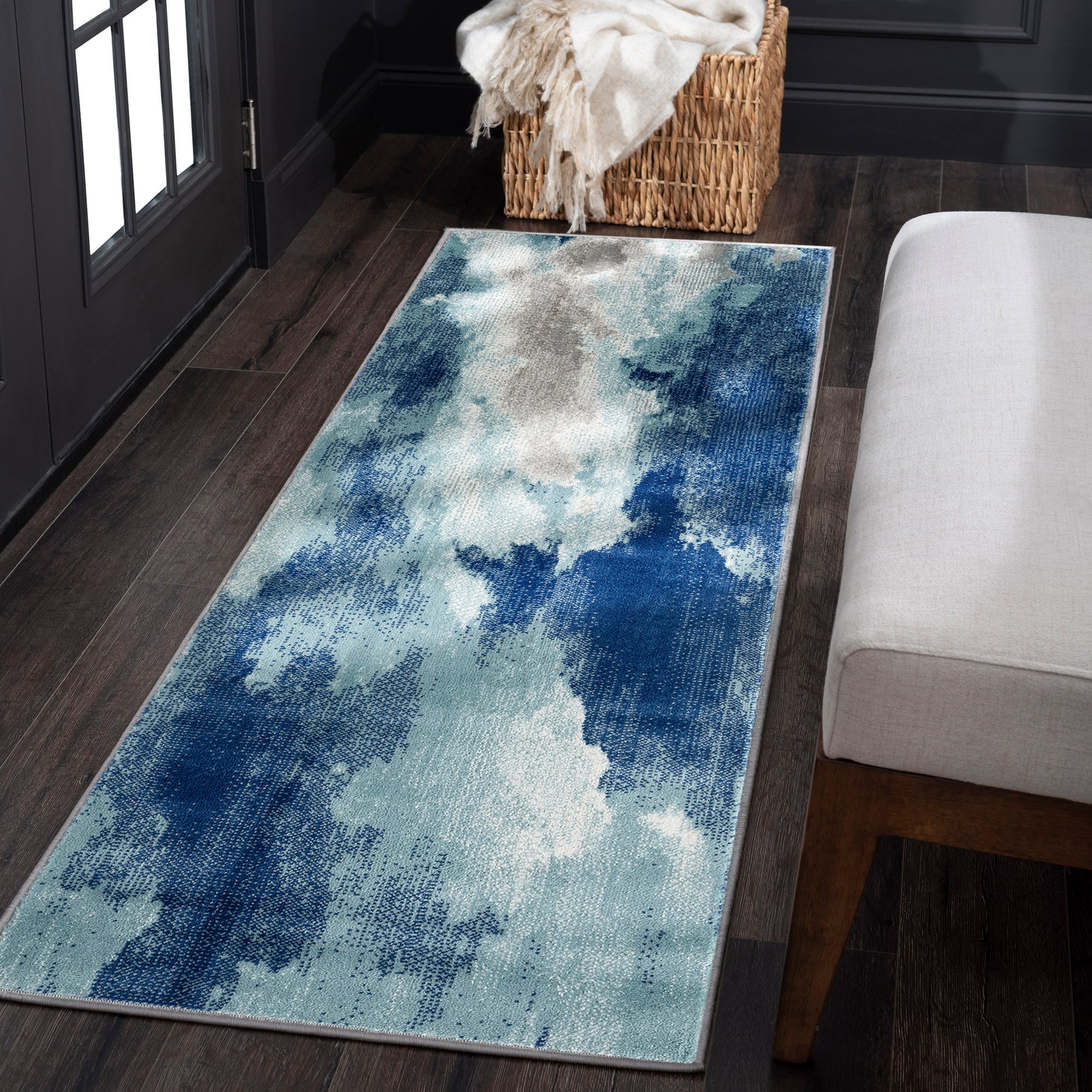 Tayse Wyatt 2 X 8 (ft) Blue Indoor Runner Rug in the Rugs 