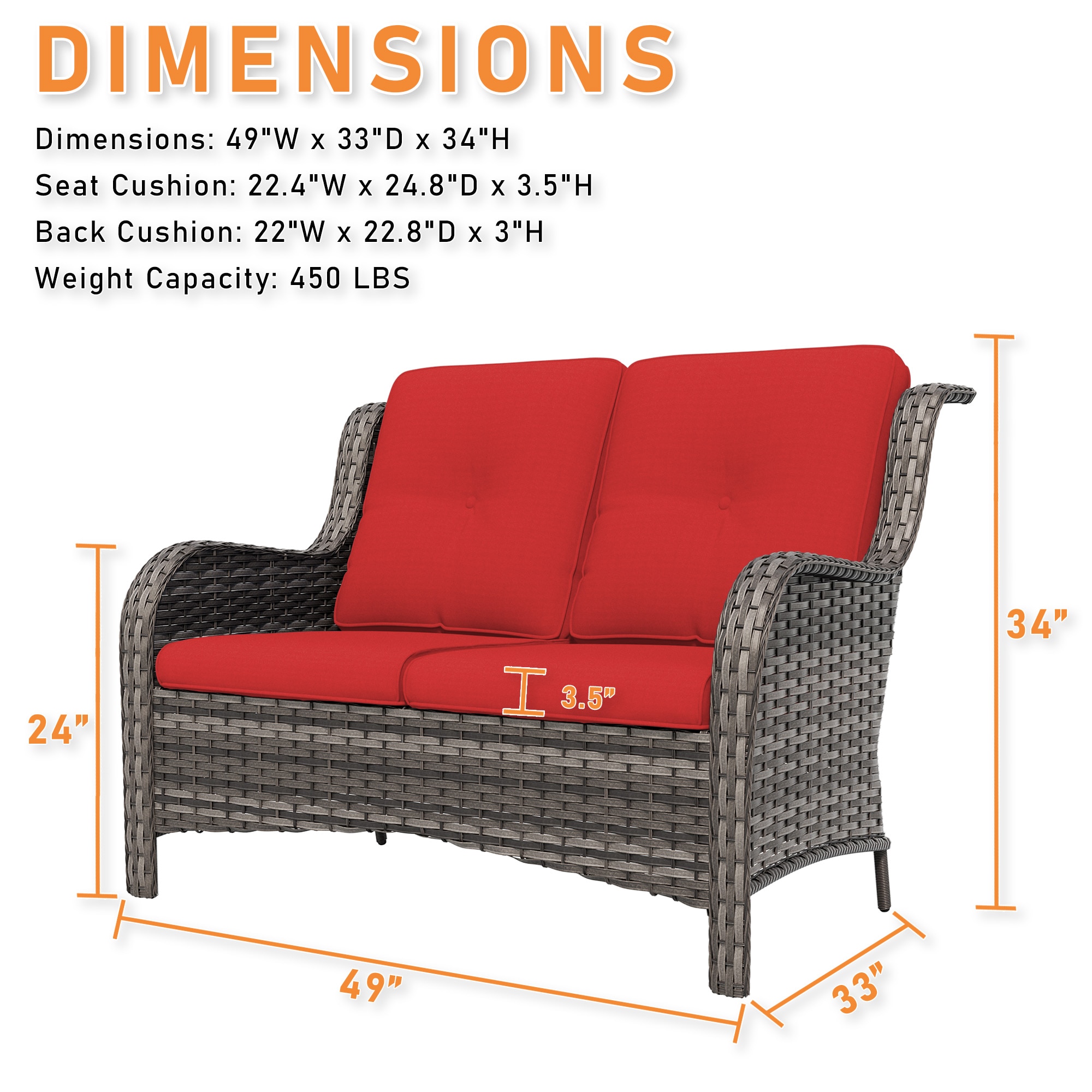 Gardenbee HGL-M79-RED Patio-Sofas-Daybeds - View #3