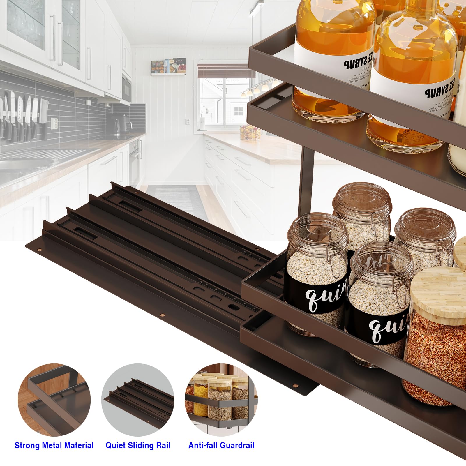 Yichuhaoxi 2 Pack Pull Out Spice Rack Organizer for Cabinet 2 Tier ...