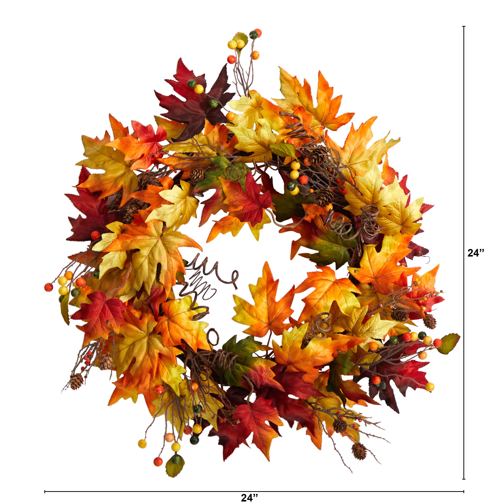 Nearly Natural 2-ft 24-in Leaves Artificial Wreath in the Fall Wreaths u0026  Garland department at Lowes.com