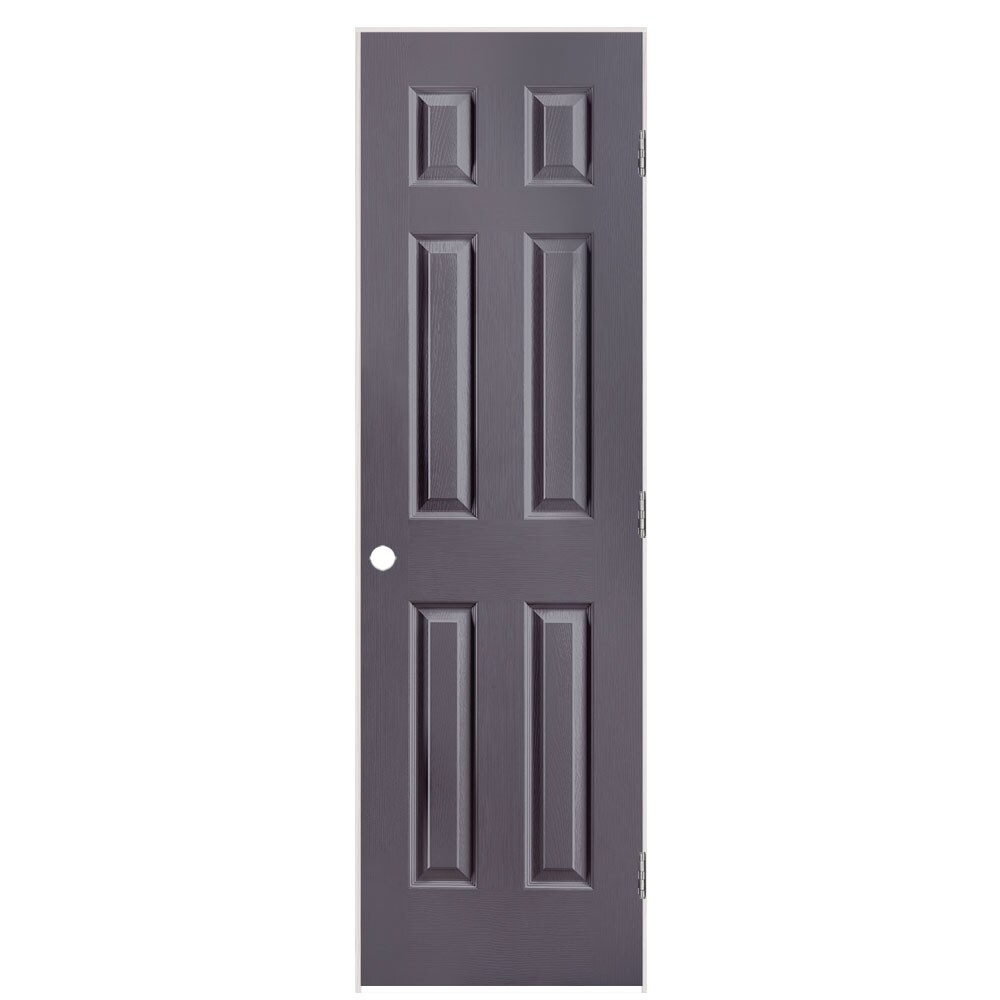Masonite 1316988 24-in x 80-in Slate Solid core 6-panel Left hand Textured Prefinished Molded composite Flat Jamb Single Prehung Interior Door