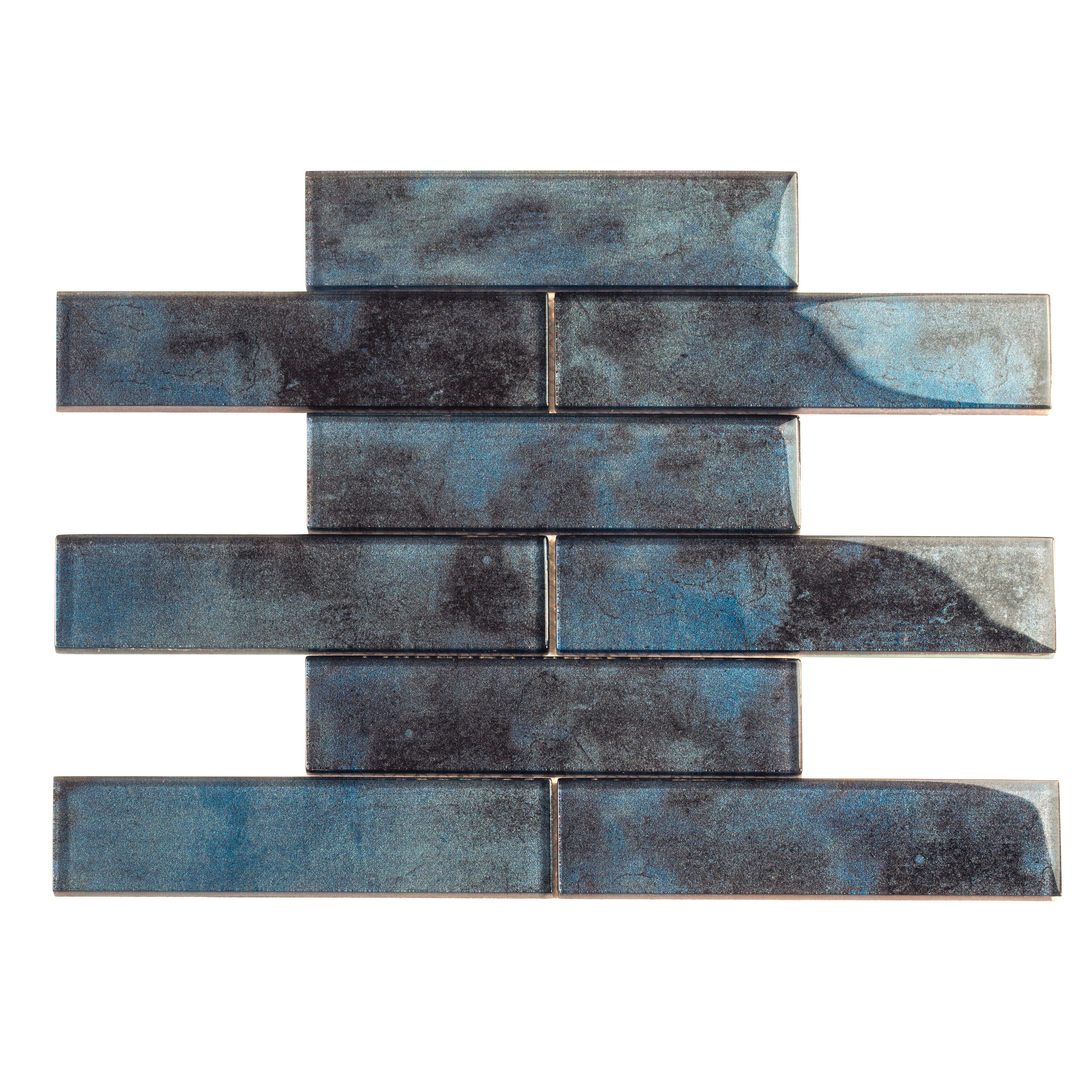 Apollo Tile APLC8810ASMPL Sample- Cosmos Stone Blue 12-in x 12-in Glossy Glass Patterned Floor and Wall Tile