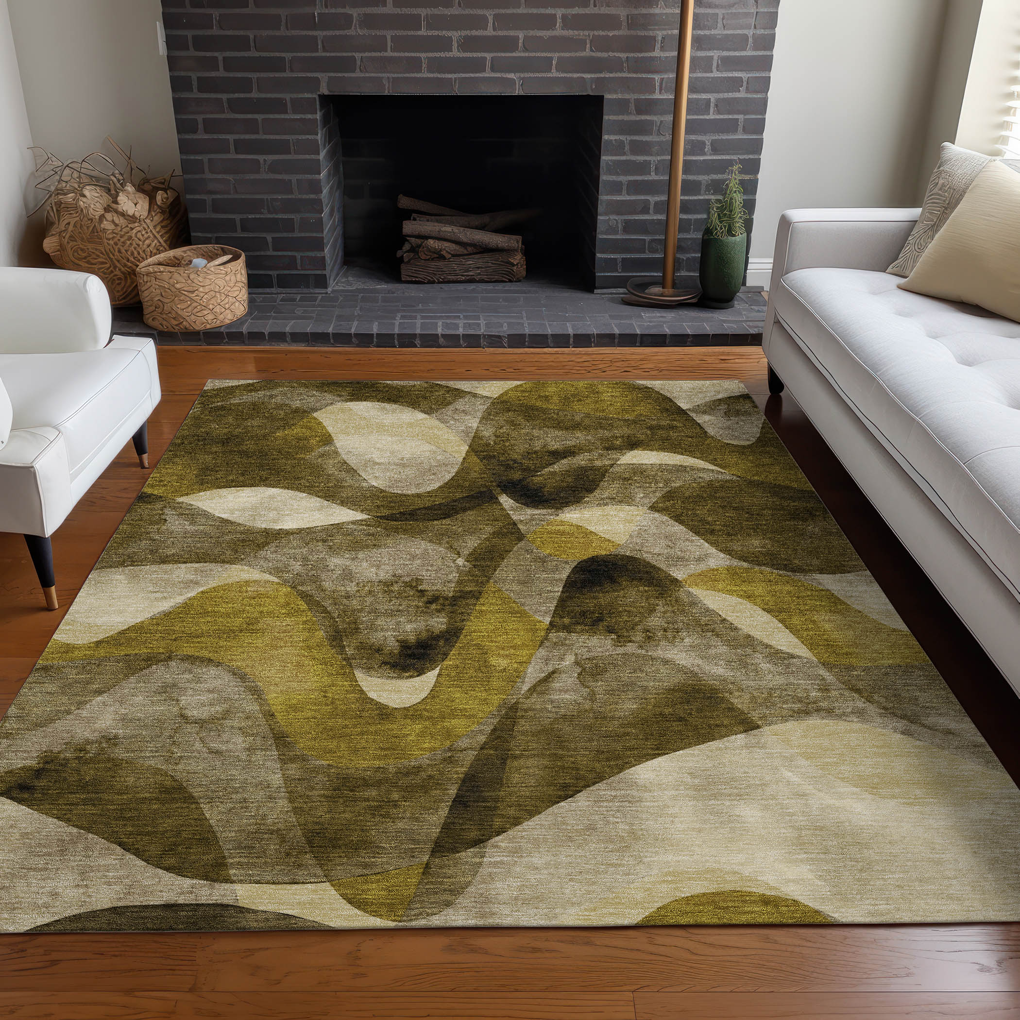 Addison Rugs ACN536CF9X12 Chantille 9 x 12 (ft) Polyester Coffee Rectangular Indoor/Outdoor Abstract Mid-Century Modern Machine washable Area rug