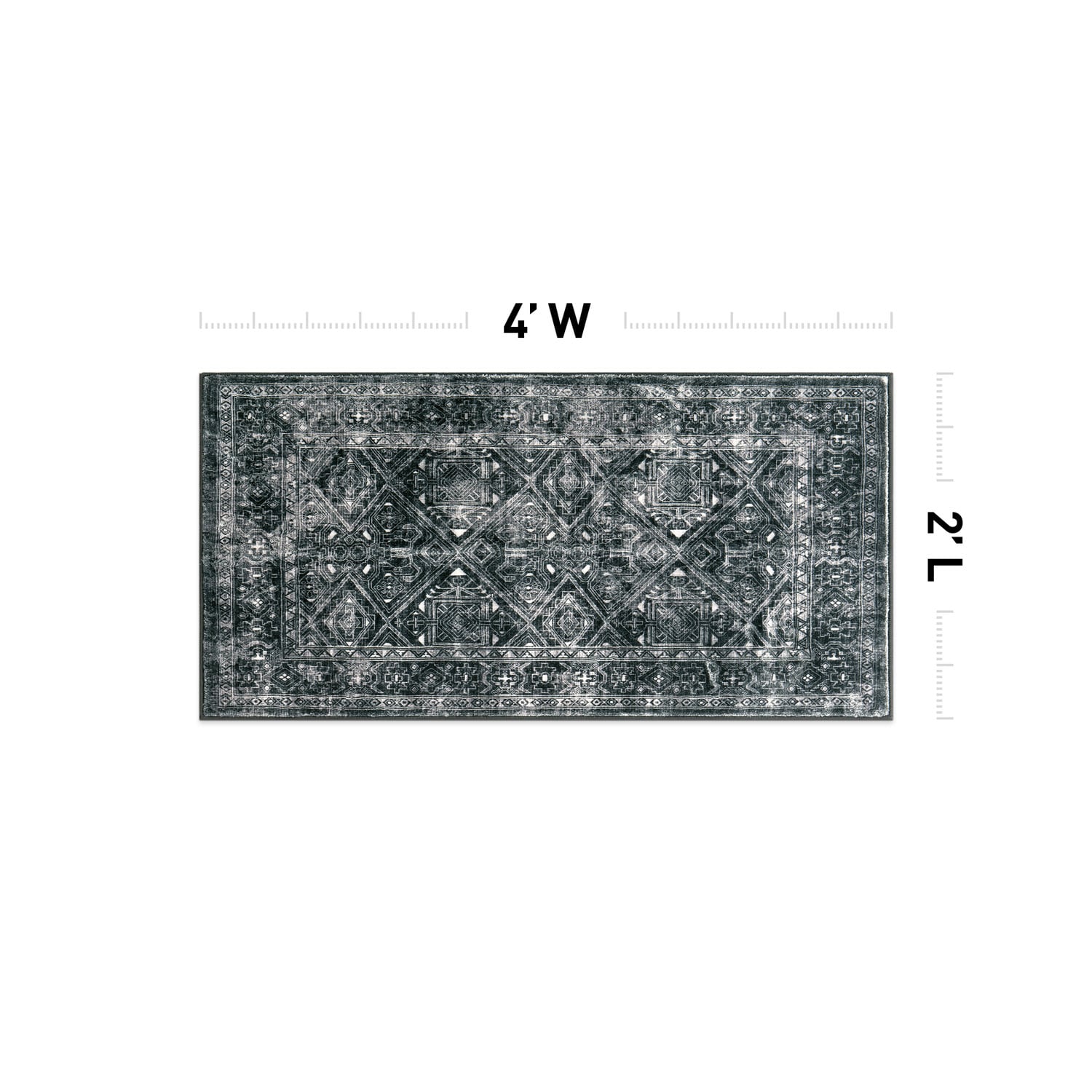 World Rug Gallery WR70BLACK2X4 Stanford 2 x 4 (ft) Flatweave Black Rectangular Indoor Distressed/Overdyed Oriental Machine washable Pet Friendly Area rug