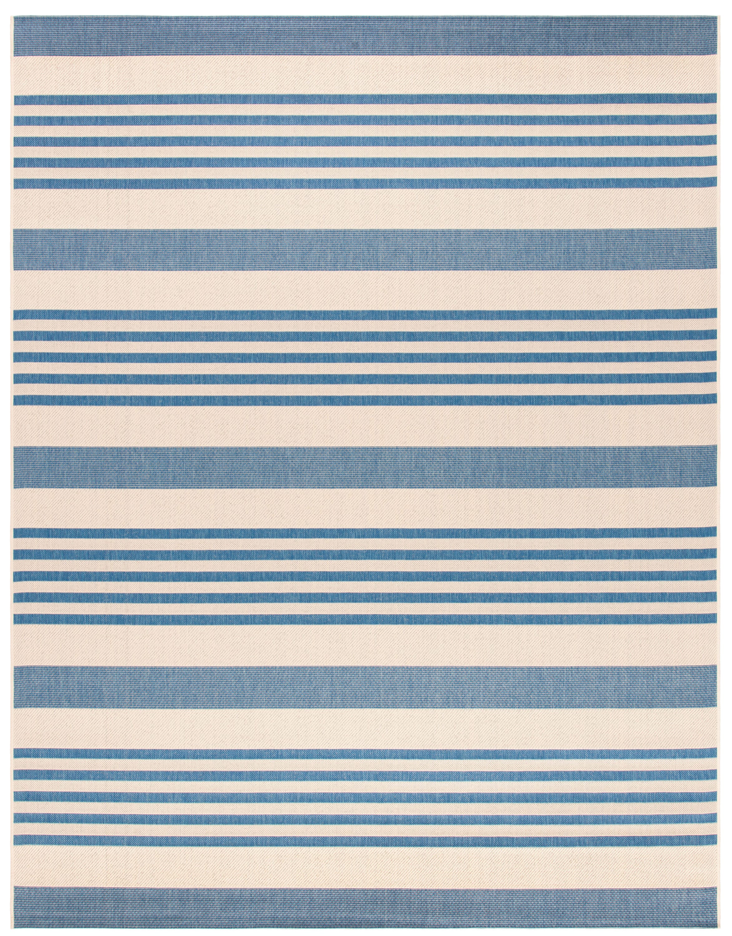 Safavieh BHS222M-9 Beach House Cora 9 x 12 (ft) Loomed Polypropylene Beige/Blue Rectangular Indoor/Outdoor Stripe Farmhouse/Cottage Area rug