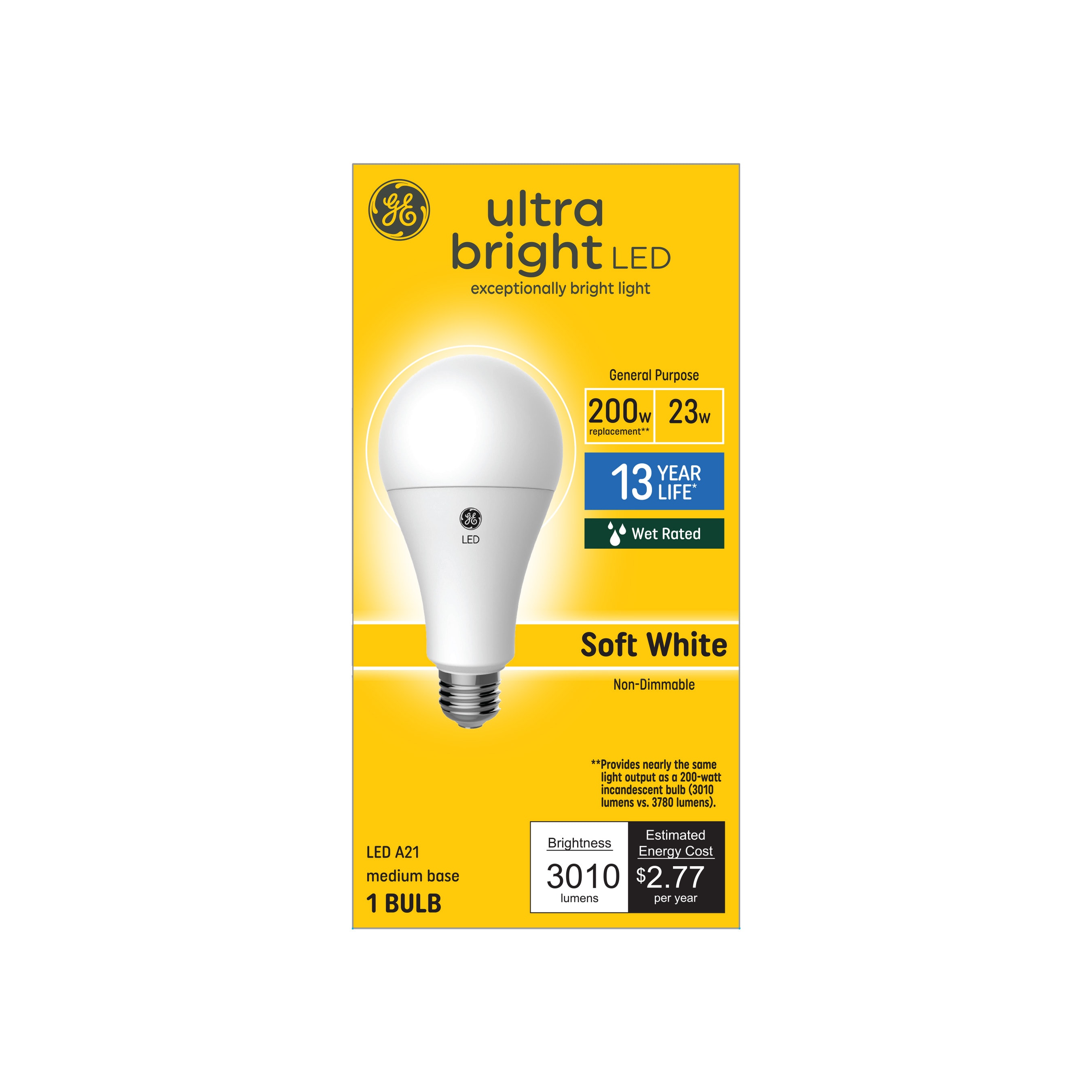 GE 93128933 200 -Watt EQ A21 Soft white Medium base (E-26) LED General purpose Light Bulb