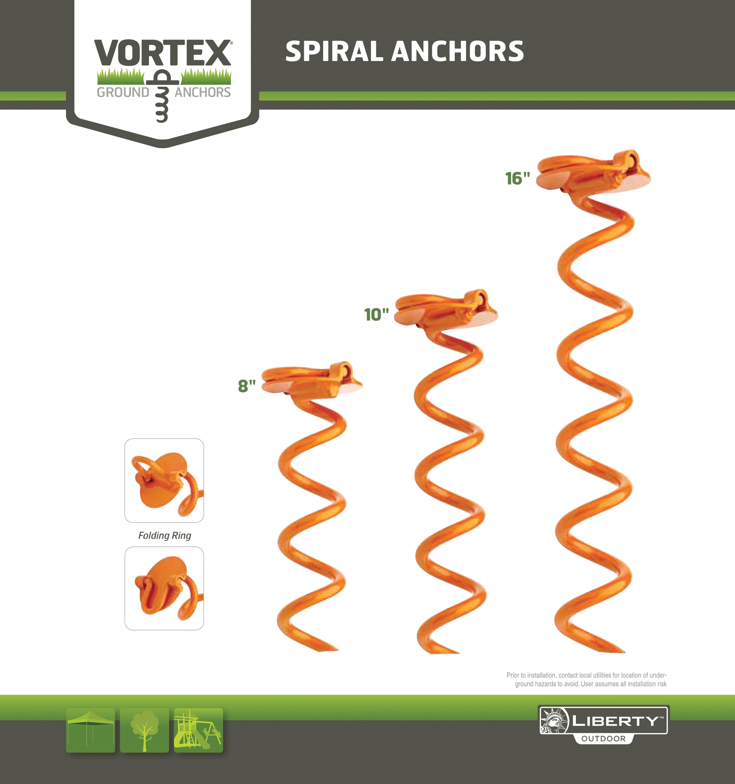 Vortex 16'' Orange Steel Spiral Ground Anchor Stake